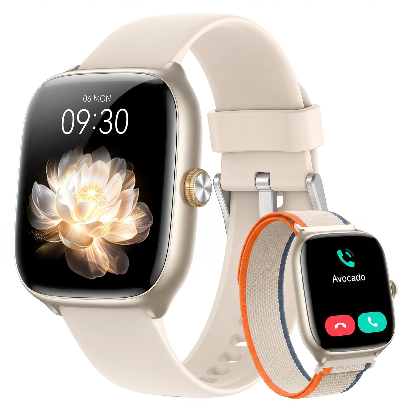 Smartwatch Damen 1,75" AMOLED Fitnessuhr mit Bluetooth Telefonie, 24/7 SPO₂ Herzfrequenz Stress Schlafmonitor, 120+ Sportmodi & KI Sprachassistent, 3 ATM Wasserdicht, Sportuhr für Samsung Android iOS