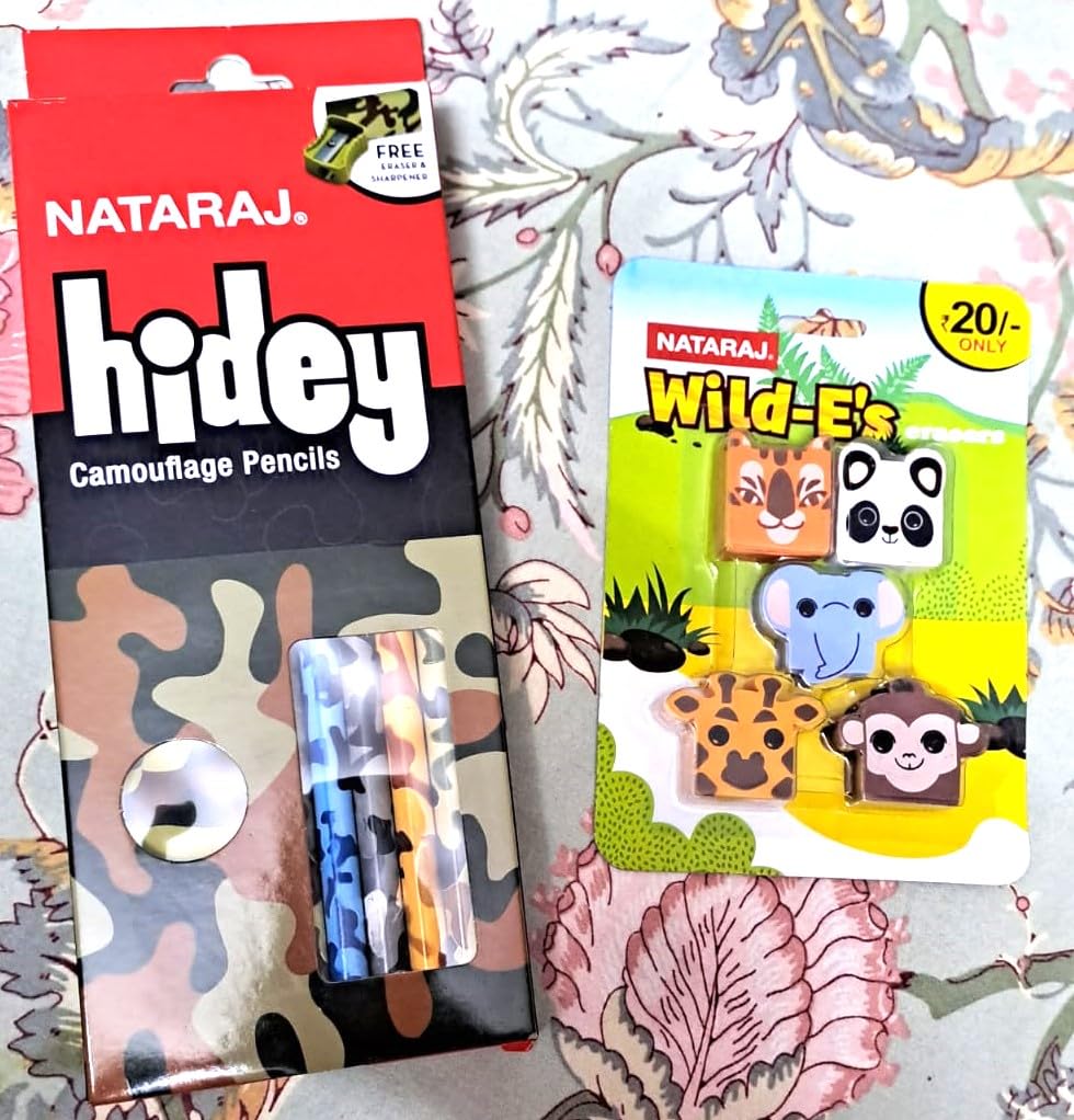 Smallneeds Pencil and Eraser Set, Natural Hide & Seek Stickers - Set of 2 pencil + 2 eraser set (B0D6LRDLW1) Amazon Price History, Amazon Price Tracker