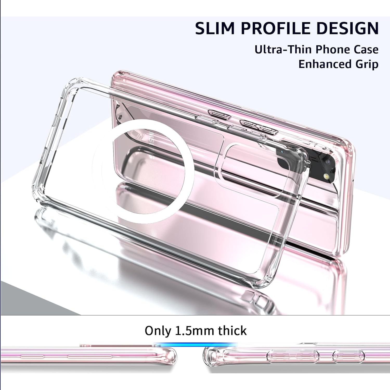 Clear Magnetic Phone Case for Samsung Galaxy S20, 6.2-Inch Compatible with MagSafe Crystal Transparent TPU PC Cover Shockproof Protection Lightweight Non-Yellowing Military-Grade Slim Fit Airbag - Image 6