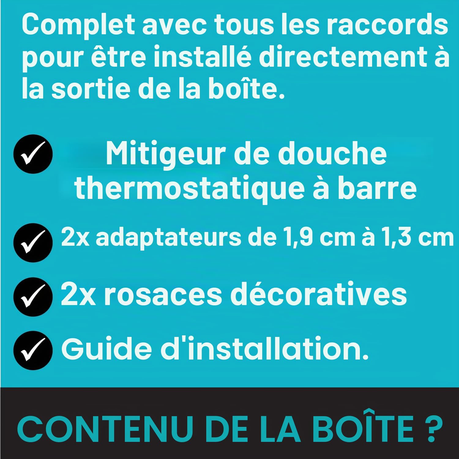 ENKI, Dune, T33, chrom�, mitigeur de douche thermostatique avec deux sorties, laiton massif, dispositif anti-br�lure, contr�le de la temp�rature, design contemporain, garantie 10 ans