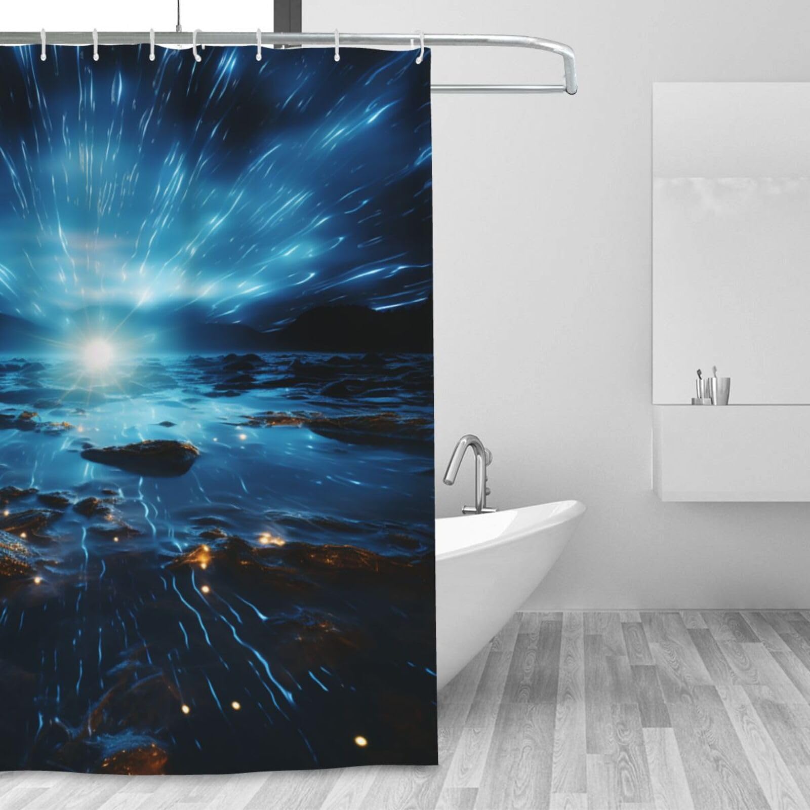 Rideau de bain imperméable et lavable avec imprimé marin moderne minimaliste
