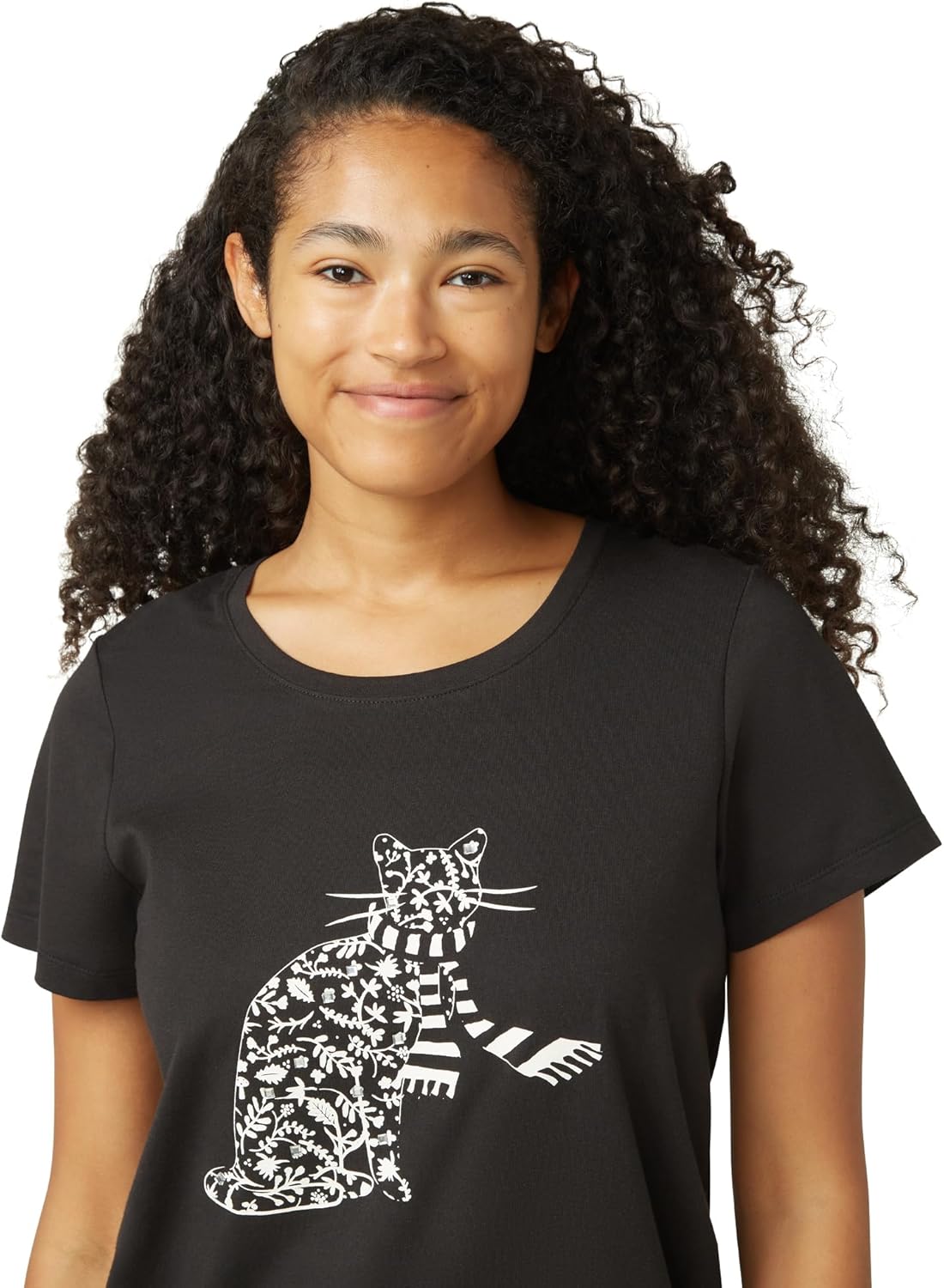 HUE womens Super Soft Pajama 2 Piece Set Includes Embellished Short Sleeve Pj Shirt and Long Pants - Image 3