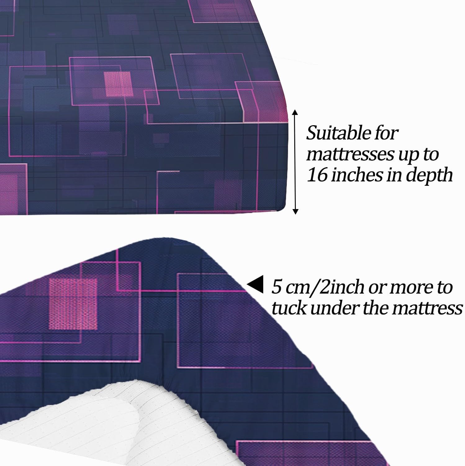 Print Fitted Sheet Set Twin Size for Kids Boys Girls, Minimalism Bed Sheets Splicing Color Block Geometry Pattern Fitted Sheet Adults Flat Sheet Soft Luxury, Home Room Decor 4Pcs