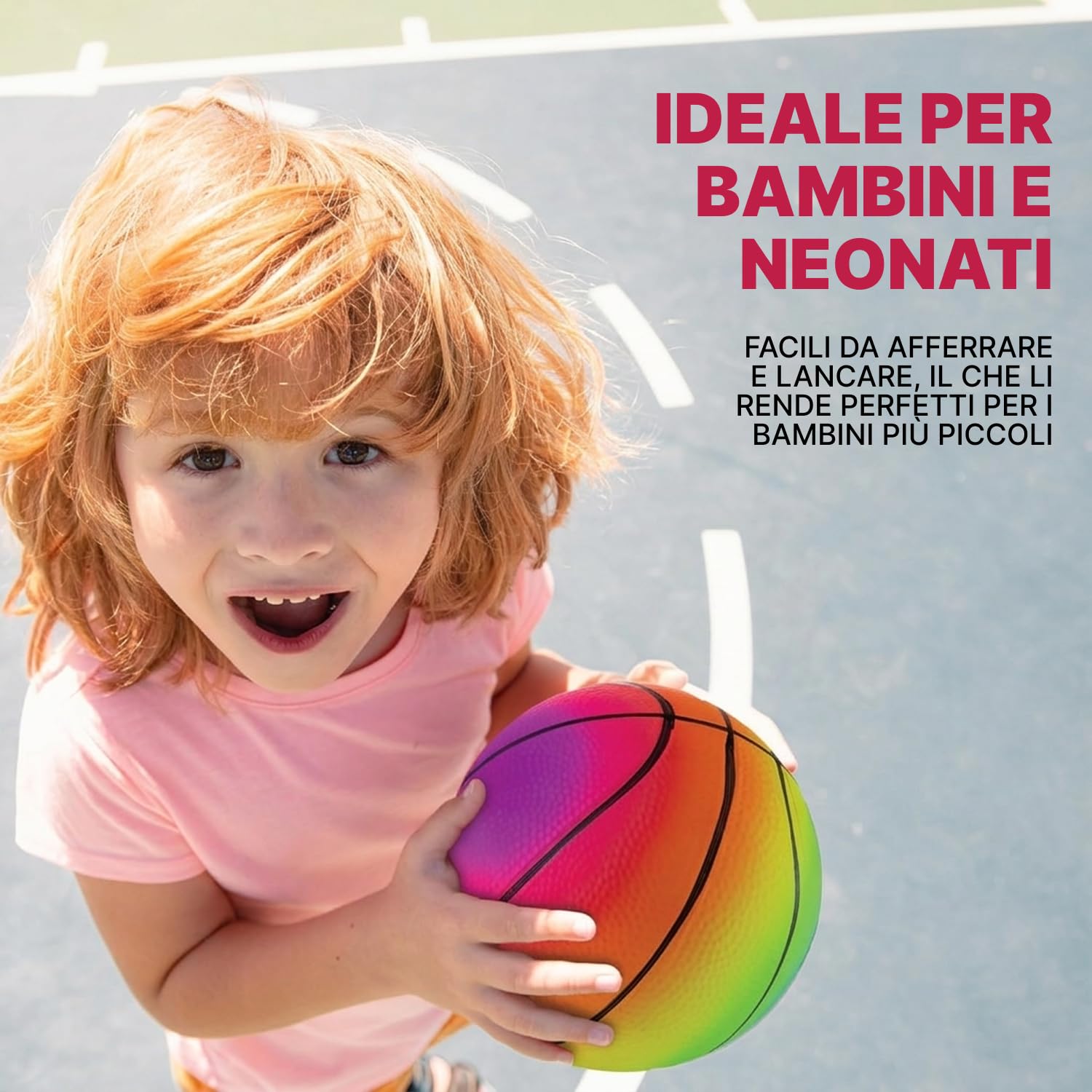 Bedwina Rainbow Sports Balls - Palline Gonfiabili in Vinile da 6 Pollici (Confezione da 4) per Bambini e Bambini con Aggiunta Pompa ad Aria Manuale, Basket Neon, Pallone da Calcio e Pallavolo