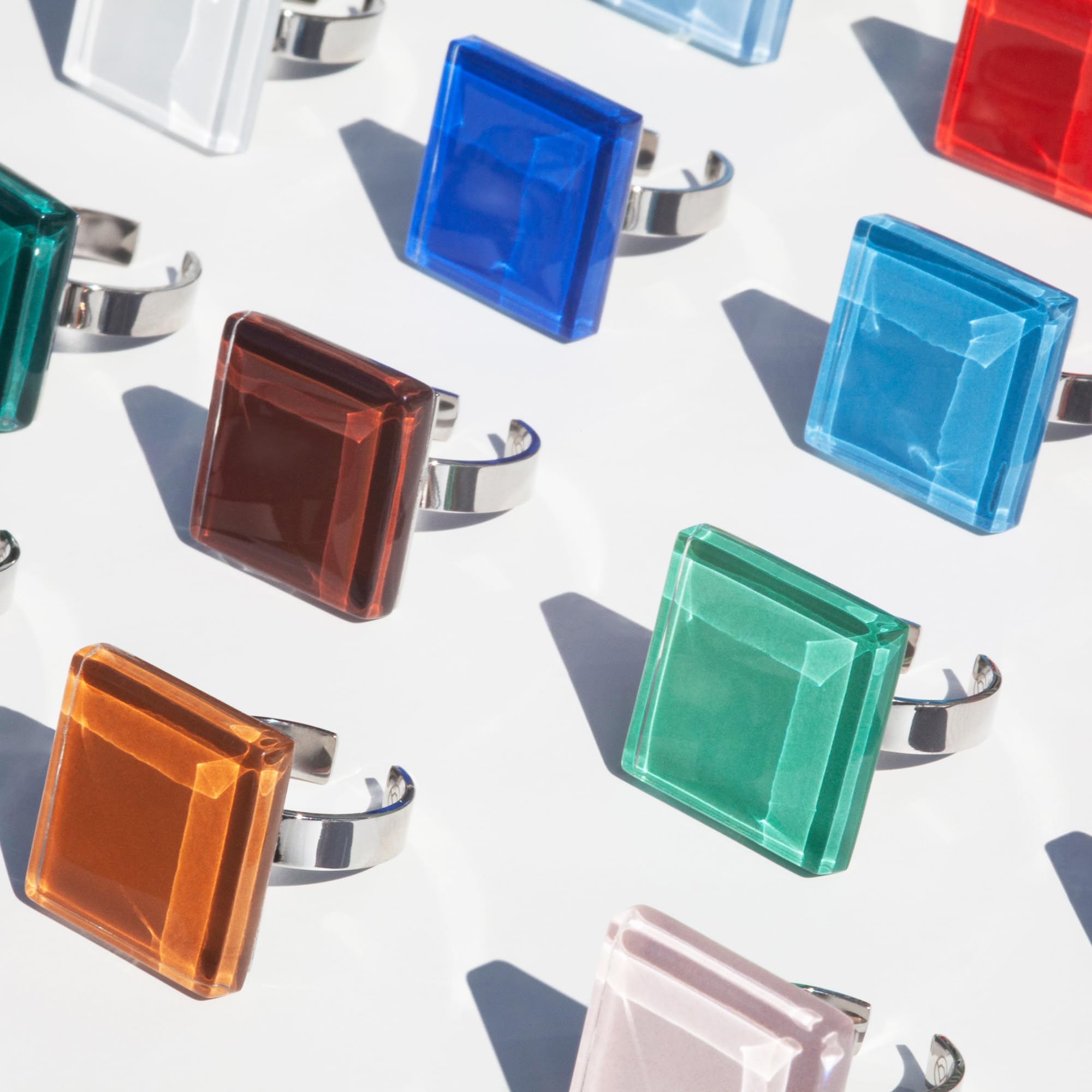 Statement Ring mit Steinen in 20 Farben • Geburtsstein Schmuck Geometrisch • Edelstahlring größenverstellbar (min. Ø 19mm) • handgemacht & nachhaltig