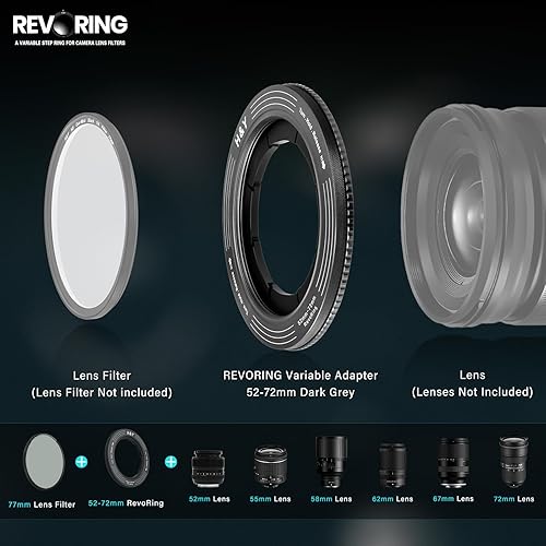 Miniatura 35 de H&Y Adaptador Step Up Rings Adaptador de filtro de lente de anillo escalonado variable 2.638-3.228 in a 3.228 in rojo, serie RevoRing