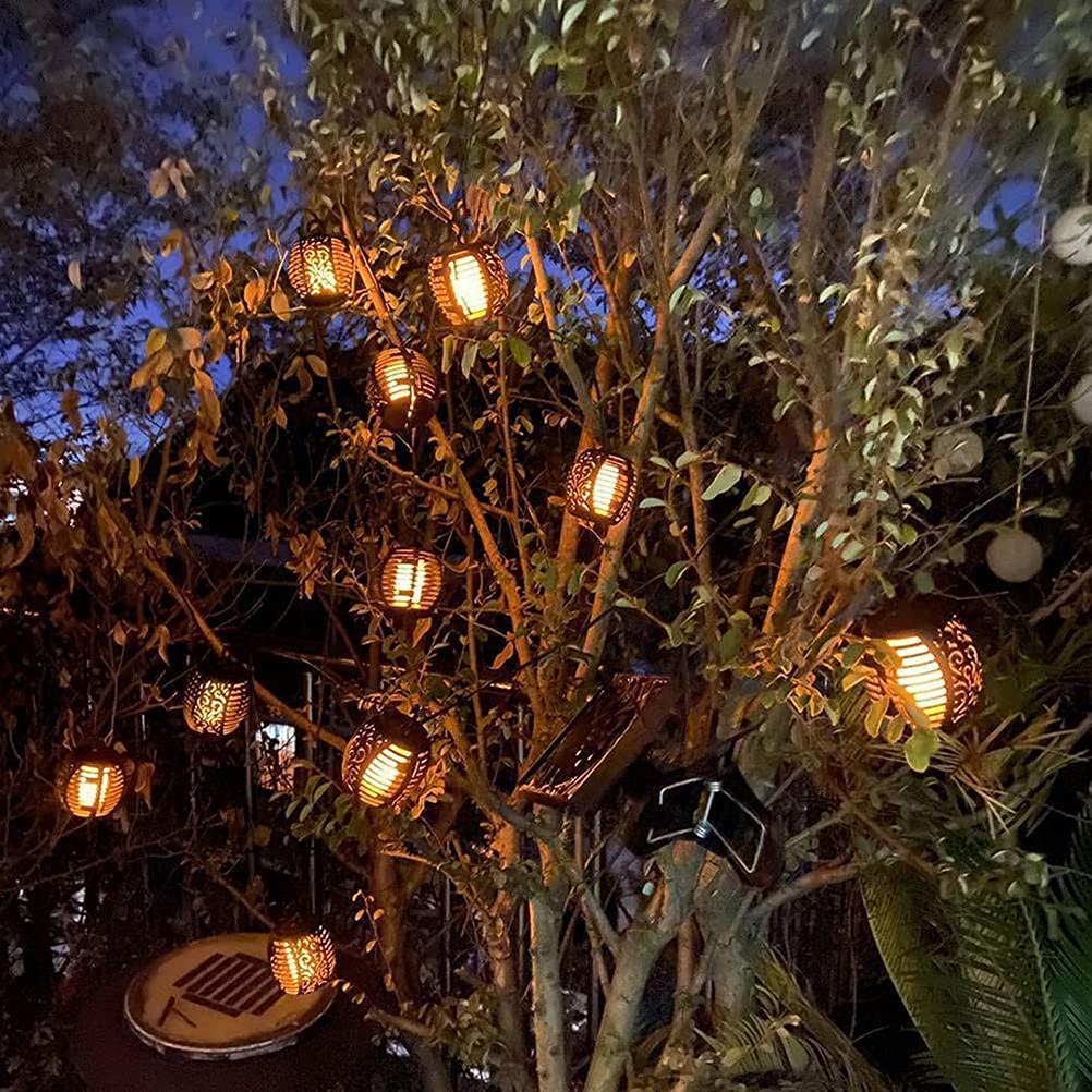 ZJchao Guirlande lumineuse solaire à LED, Guirlande Lumineuse Suspendue Rétro Sûre avec Lueur Douce Lampe Féerique à Boule de Flamme à énergie Solaire pour Jardin Terrasse Balcon Mariage Noël