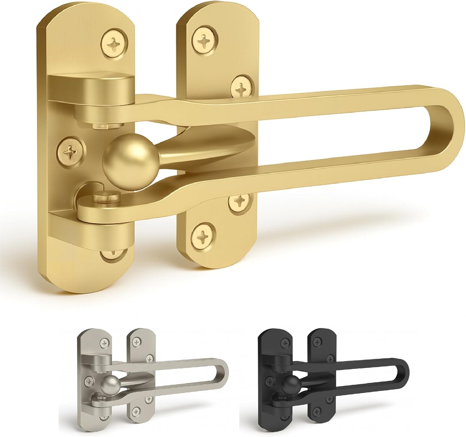 Mega Handles Safety Door Lock 2026 Version, Heavy-Duty Zinc Alloy 4.2" Door Lock, Swing Bar Door Guard, Safety Childproof Reinforcement Door Stopper for Kids (Satin Brass)