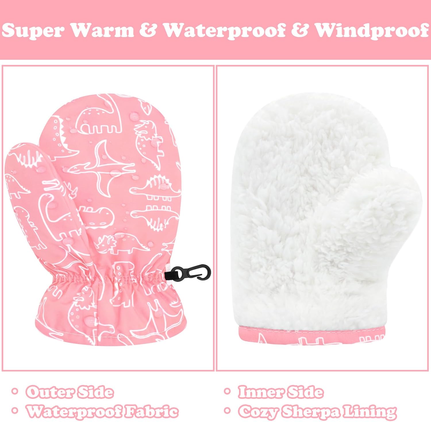 Sarfel Toddler Mittens Waterproof Toddler Snow Gloves Baby Winter Mittens Toddler Snow Mittens Toddler Ski Gloves Kids Gloves - Image 2