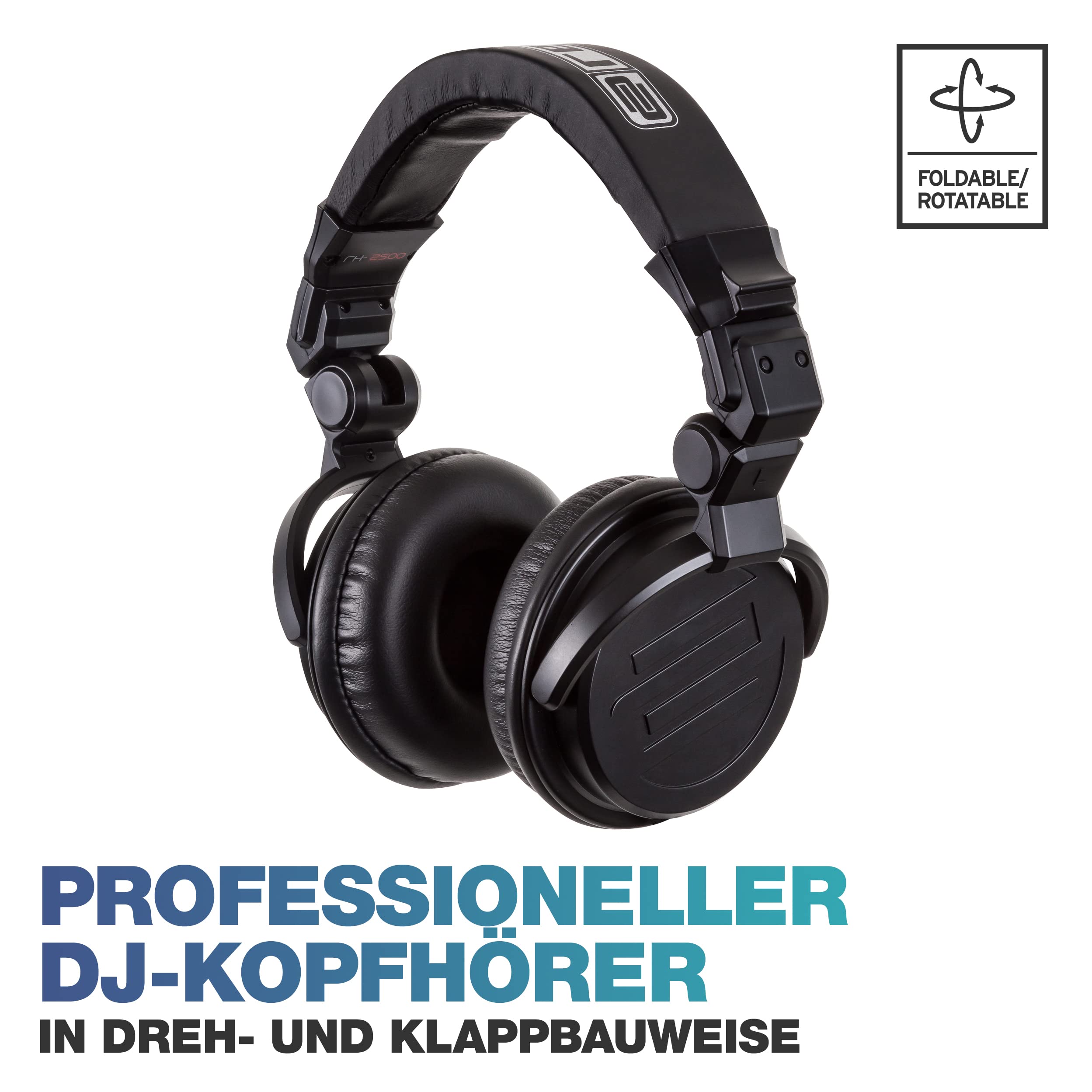 Reloop RH-2500 - Professioneller DJ-Kopfhörer in Dreh- und Klappbauweise, hervorragende Klangqualität dank Kobaltkapsel mit hohem Wirkungsgrad, präzise Bass-, saubere Mitten- und klare Höhenwiedergabe