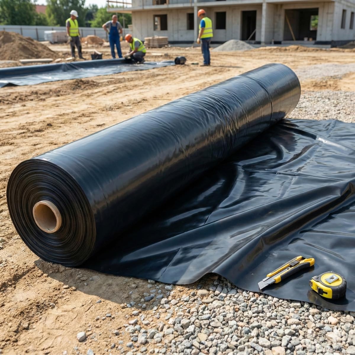 KAUFDACH Baufolie 0,3mm Typ 300 Schwarz – Profi LDPE Abdeckfolie & Estrichfolie – Reißfest & Wasserdicht – 19,75kg/100m² ((LDPE 5m (breit) x 20m (lang) = 100qm))