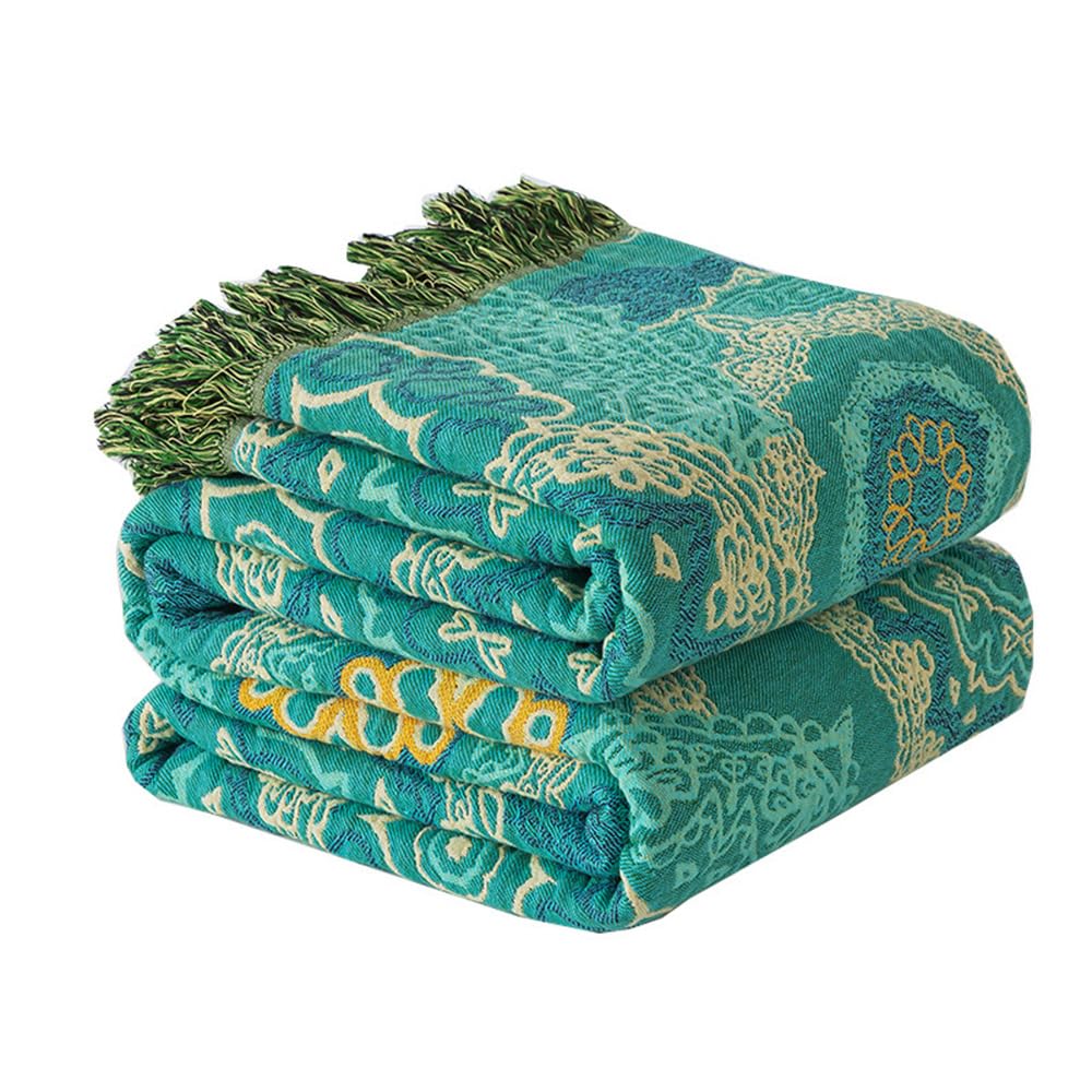 Copriletto Boho 100% Cotone, Confortevole, Biancheria da Letto di Alta qualità, Stile Rustico, Versatile Coperta per Divano E Letto, Perfetto Equilibrio tra Calore Melograno,C,150x200CM