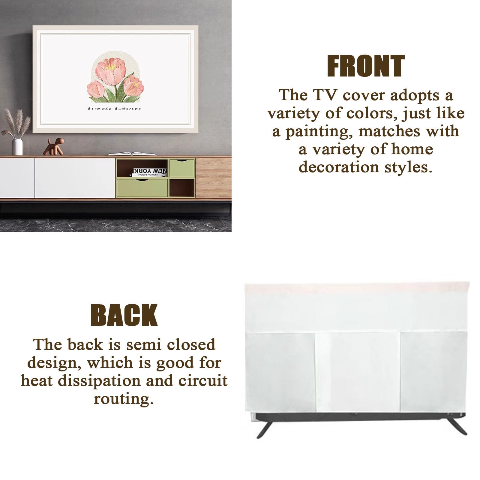 Hixingo Copertura TV Antipolvere, Stile Cartone Animato Copri Televisore Copertura Televisore Cover TV Copri TV Protezione TV Universale Custodia Protettiva TV (80inch,Gatto carino)