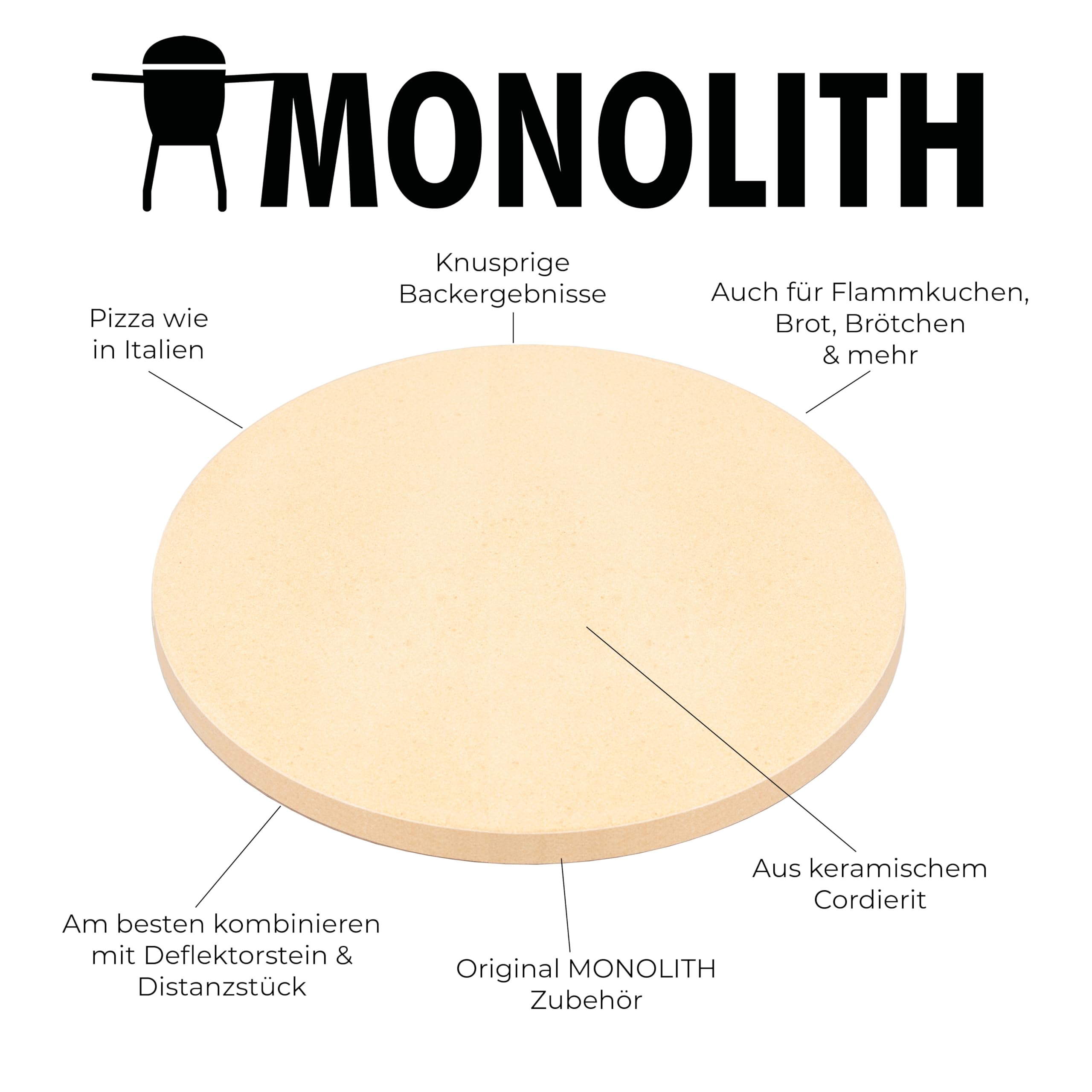 Monolith Pizzastein Backstein Classic und LeCHEF Ø 38 cm 101008