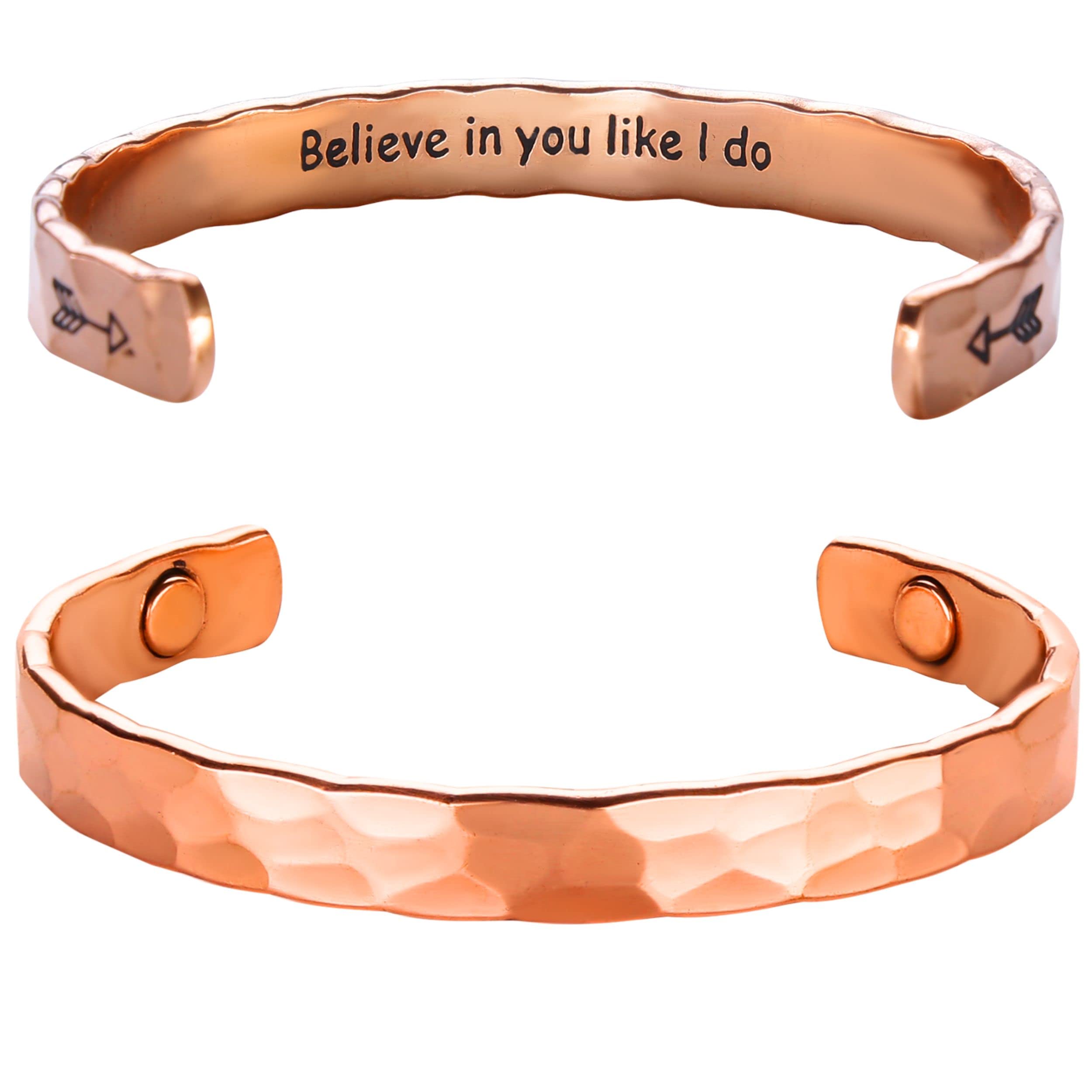 Copper Bracelets for Women, Personalized Gifts for Her, Mom, Best Friend, Inspirational Friendship Cuff for Teen Girls, Engraved, Birthday Gift