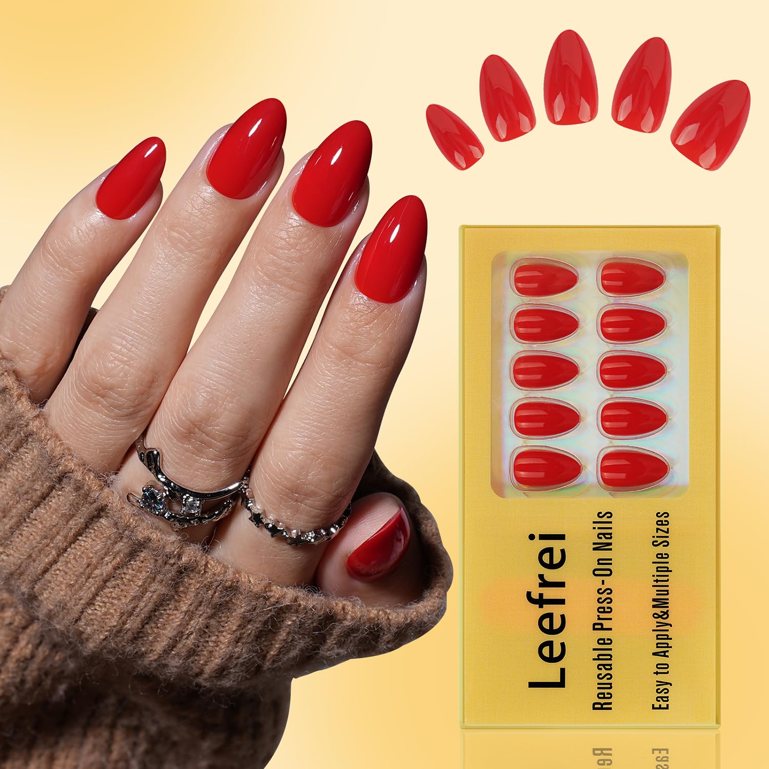 Halloween Press on Nails - French Tip Press on Nail with Blakc Web Bat, Short Almond Fake Nails Reusable Nails Press ons, 32 Pieces in 16 Sizes False Nails Kit with Glue,: Cherry Heat