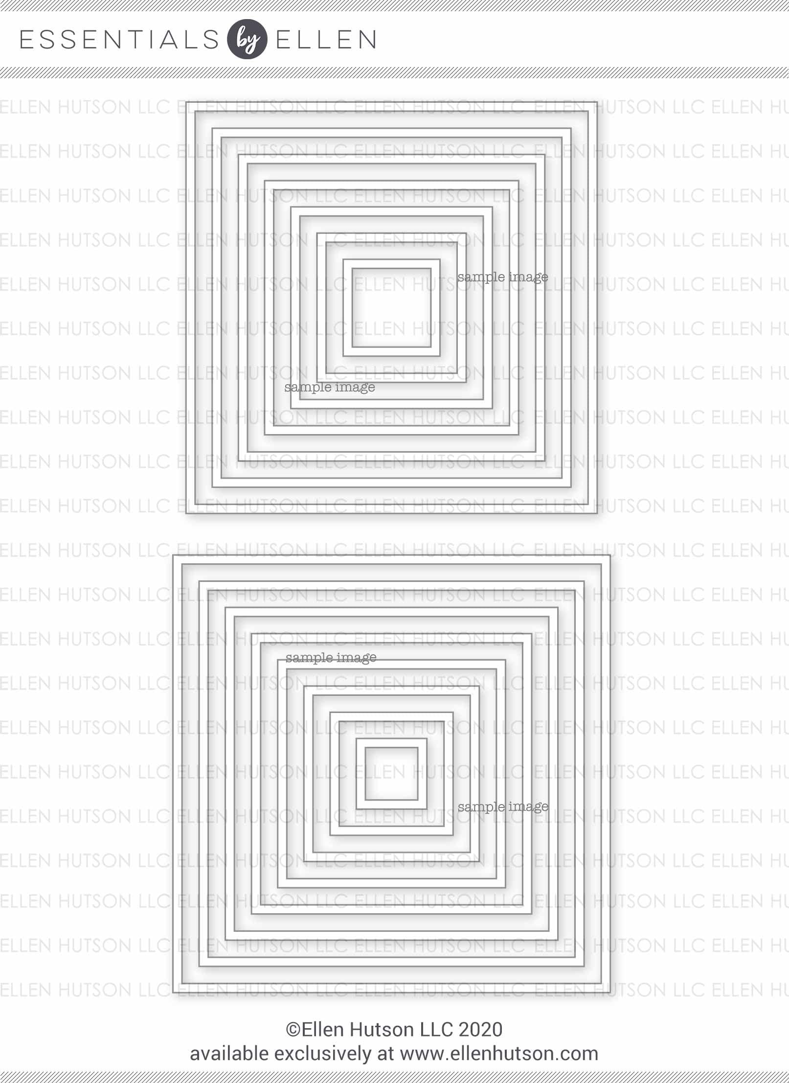 Squares, Essentials by Ellen Designer Dies, Layering Stackable Nesting Panels Matting Shape Cutting Dies. DIY die cuts for Card Making and Scrapbooking