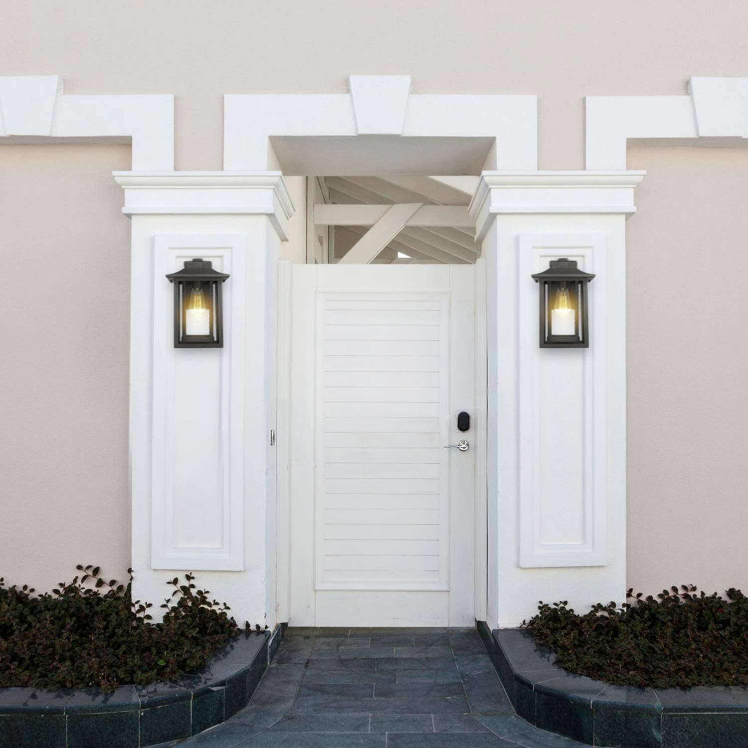 Best Cyber Monday 🔥 Beionxii Outdoor Wall Mount Light | Modern Exterior Porch Light Fixture, Sand Textured Black with Clear Glass(9W x 13.5H) - A197W-1PK