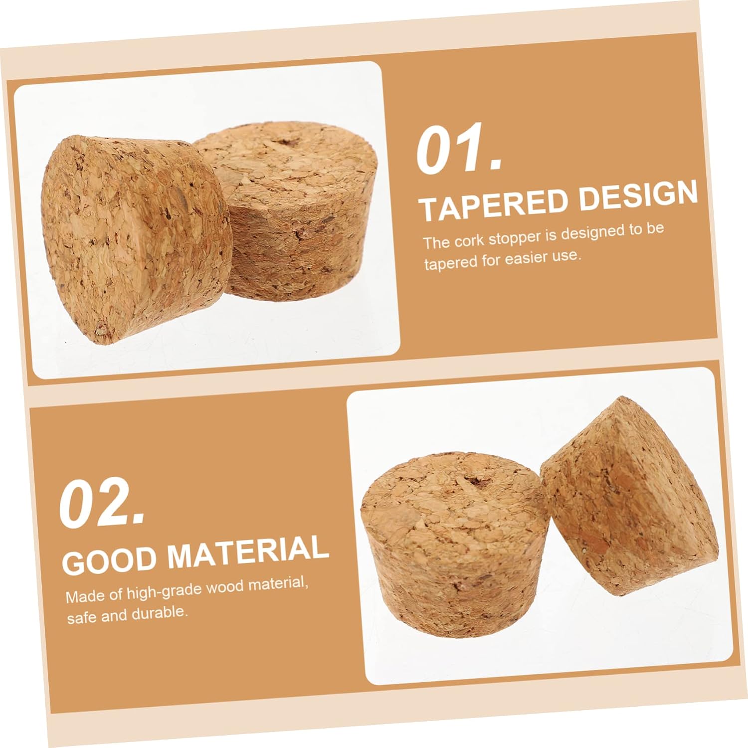 30pcs Bottle Cork Stoppers Wood Cone Shape for Beverage Bottles