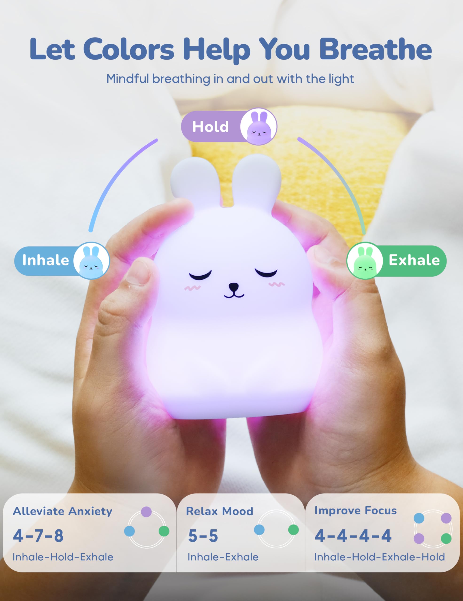 Breathing Pal Mini 'Bonnie' – Luce per respirare consapevolmente, meditazione visiva guidata, luce per respirazione, oggetti per alleviare l'ansia, per calmarsi, meditazione, aiuto per dormire, per