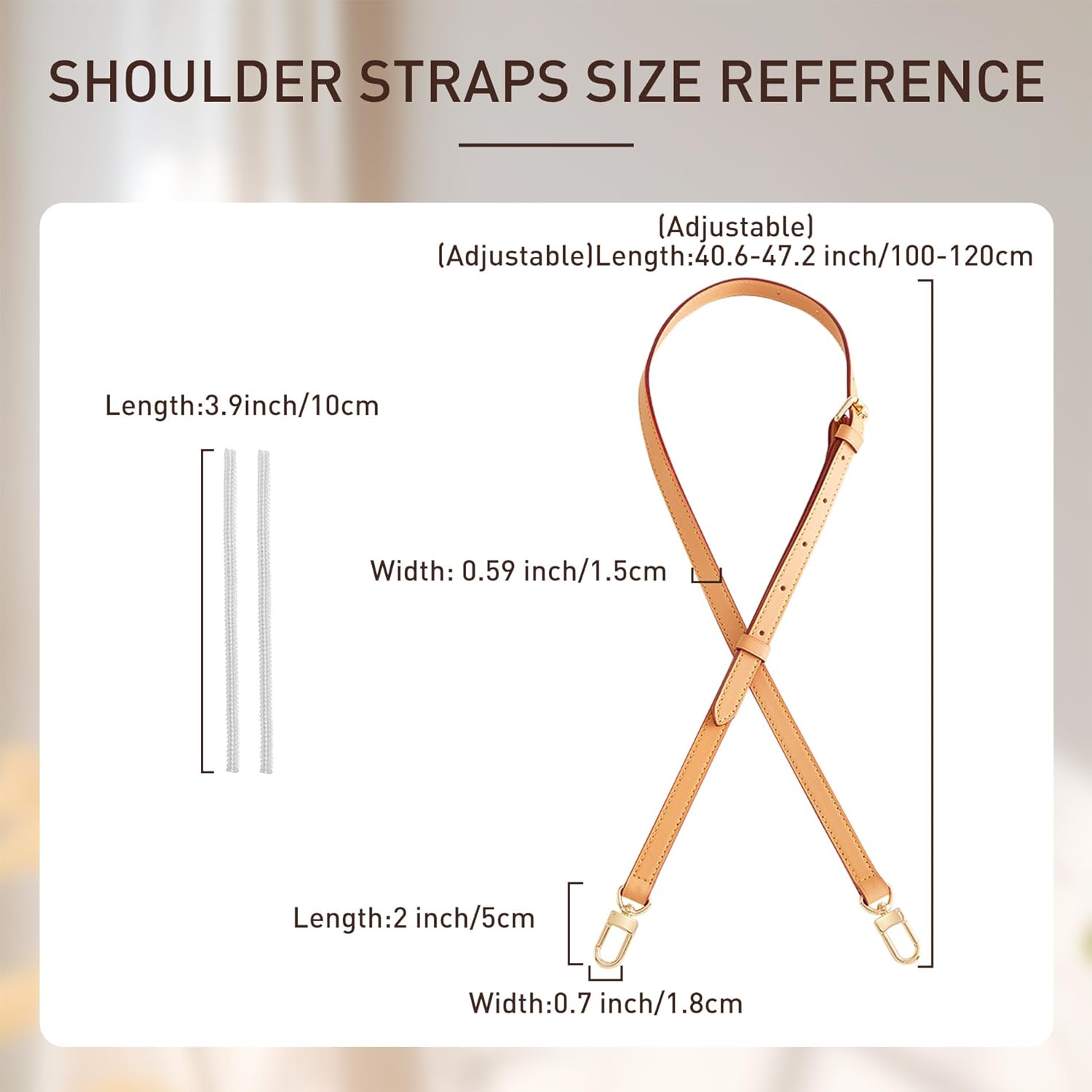 Doxo Vachetta Leather Strap Purse Straps Replacement Crossbody for L V Speedy Diane Pochette Handbag Shoulder Bag, Strap for Lv, Width 0.59''/1.5cm, Adjustable Length 39.4''-47.2''(100-120cm),Beeswax