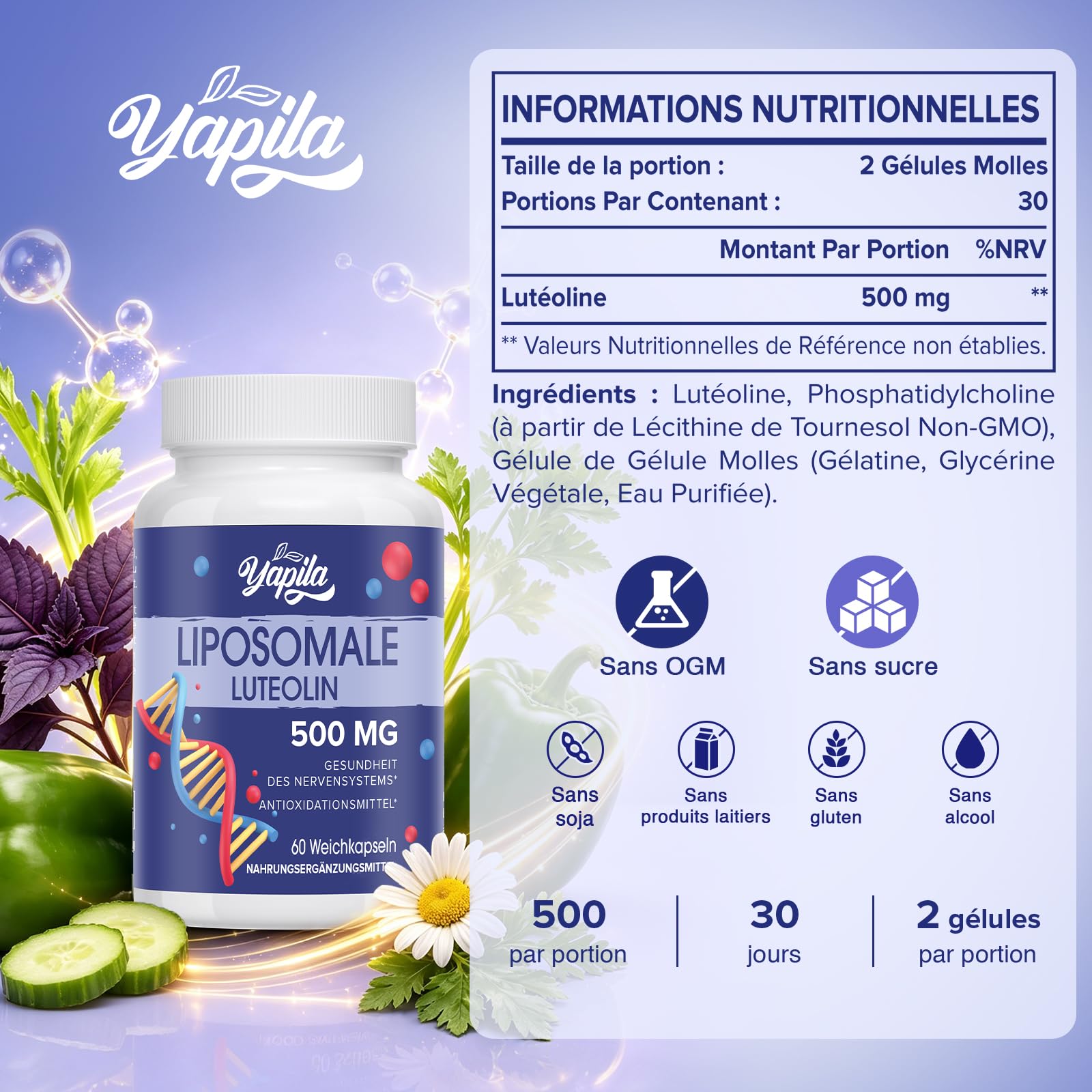 Lutéoline Liposomale Gélules 500 mg (2 Paquets)