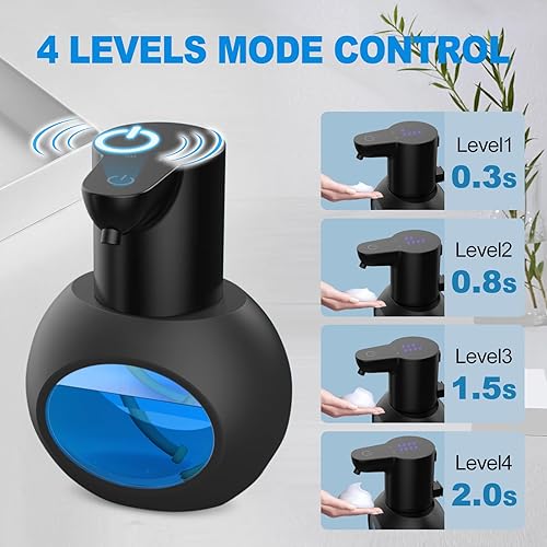 Miniatura 2 de Dispensador automático de jabón espumoso de 15 oz14.2 fl oz, desinfectante de manos espumoso, soporte de pared sin contacto con 4 niveles,