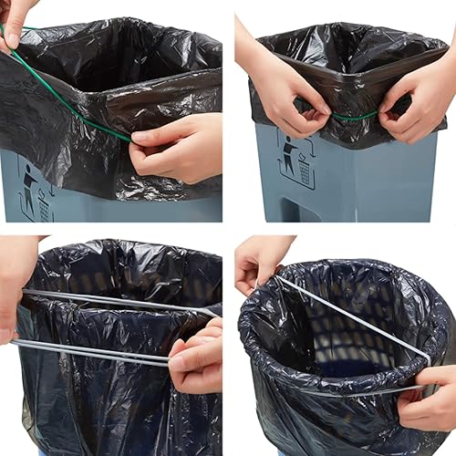 Miniatura 6 de Juego de 3 bandas de goma para botes de basura, solo azul, soporte duradero para bolsas de basura con fuerte elasticidad, bandas coloridas para caja