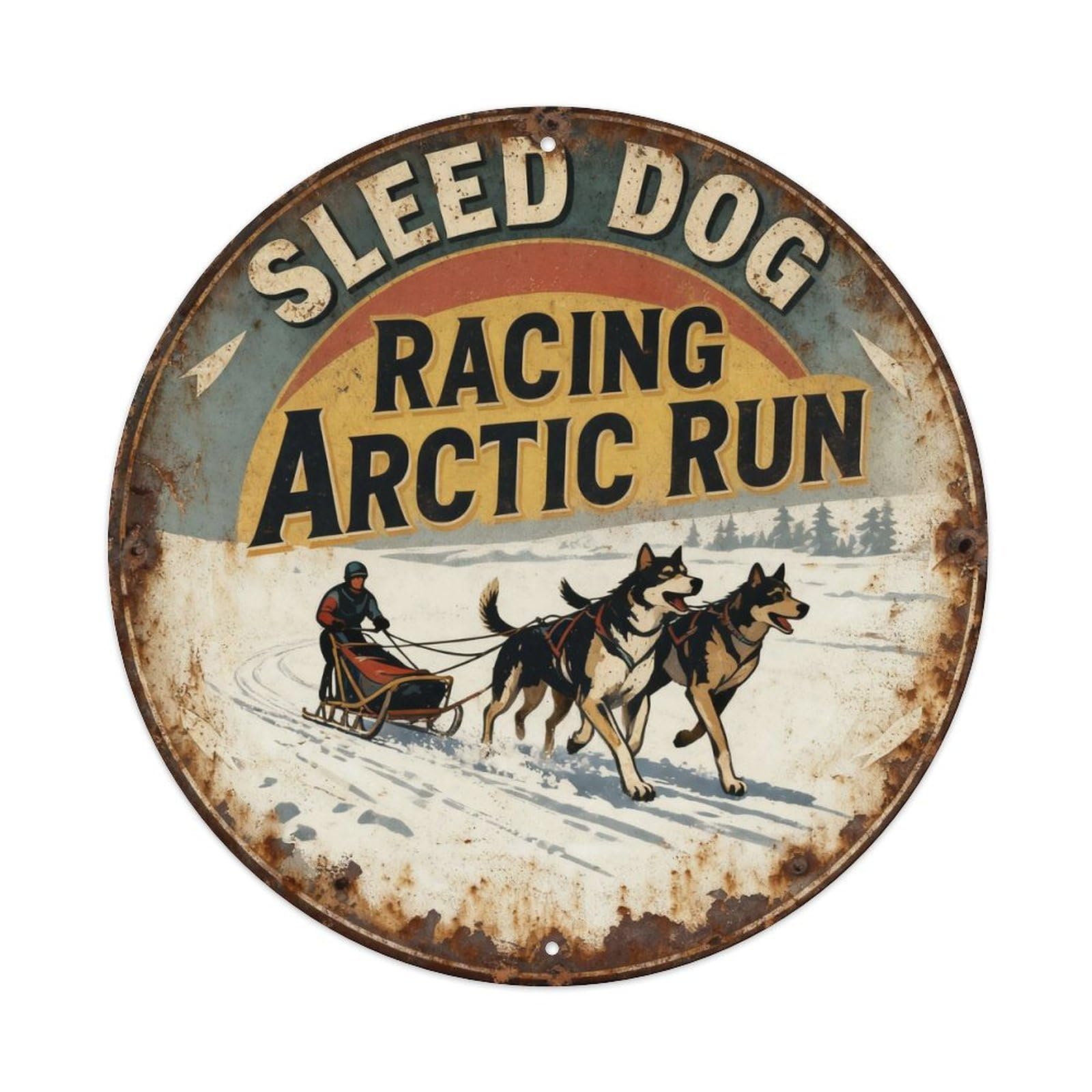 Sled Dog Racing Arctic Run Metal Tin Sign Plaque