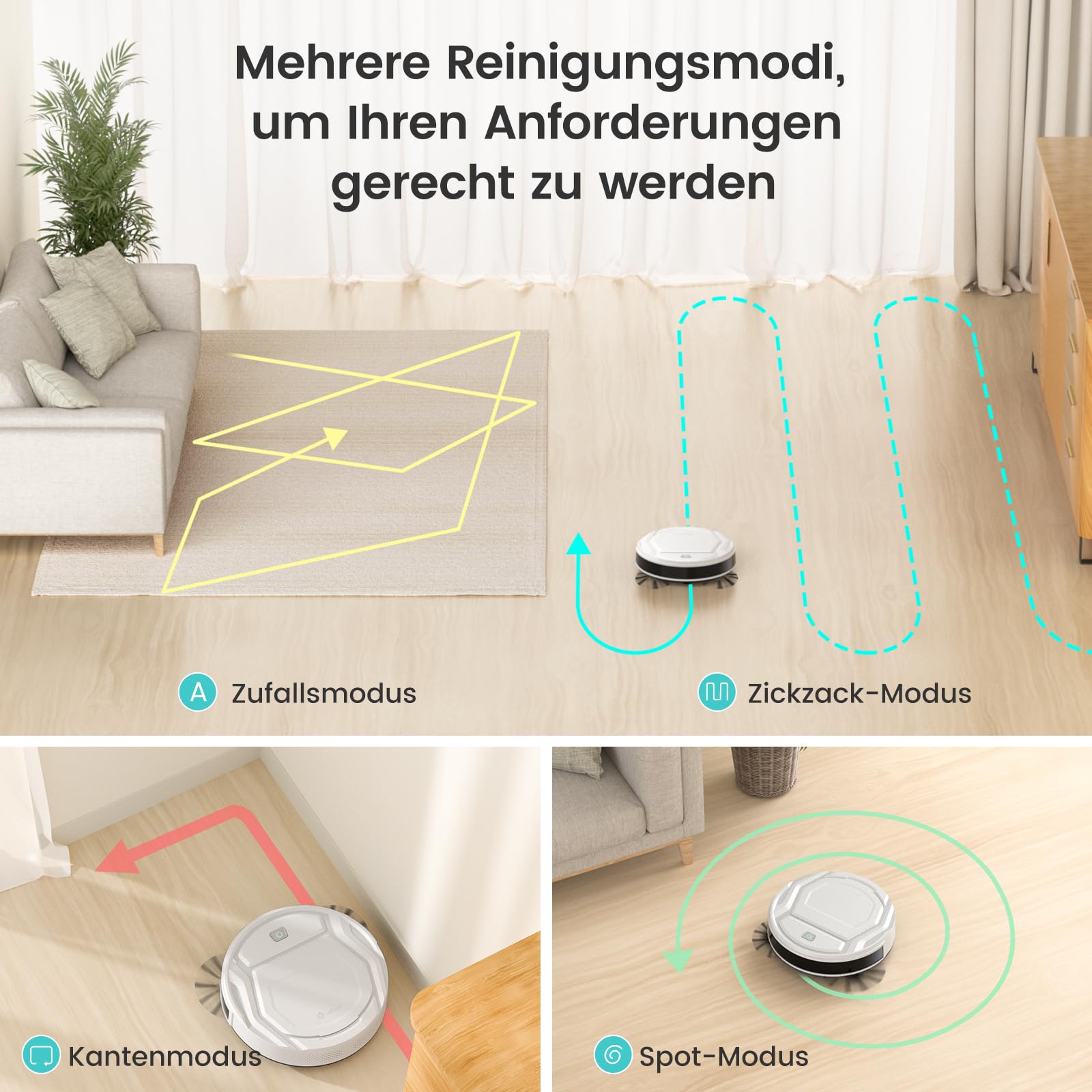 Lefant Saugroboter 2200 Pa, Klein Staubsauger Roboter, 120 Minuten, App-Gesteuert, Geräuscharmer Betrieb, Kompatibel mit Alexa, Anti-Verwicklungs-Absaugdüse, Ideal für Tierhaare & Hartböden