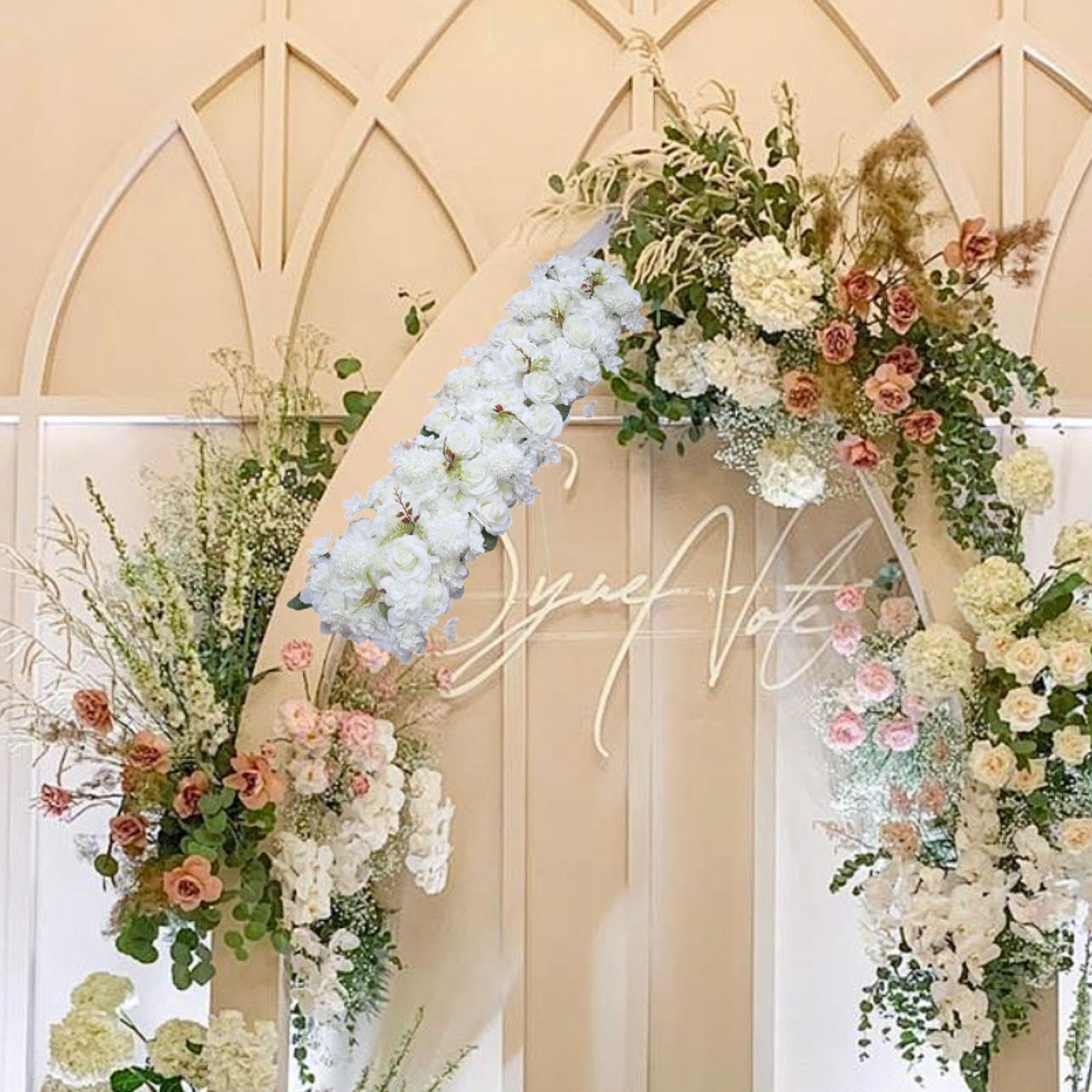 Fiori Artificiali, Fila di Fiori per Porte, Sfondo Floreale, Fila di Fiori 3D, Fiori di Seta per Matrimoni, Banchetti, Feste Romantiche, Casa, Bianco