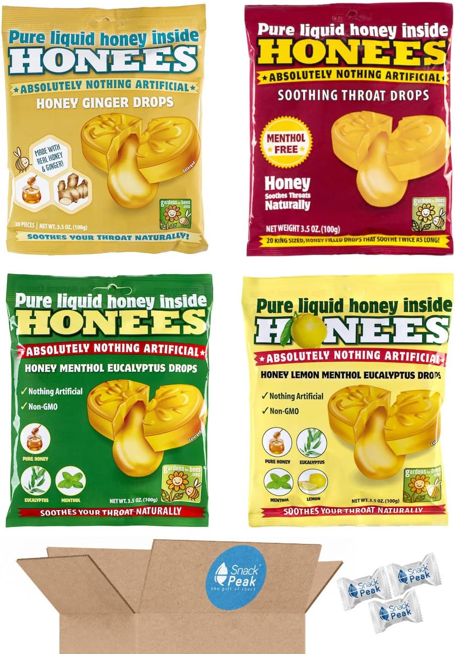 Honees Honey Lemon Cough Drops, 20 Drops Each (Pack of 2