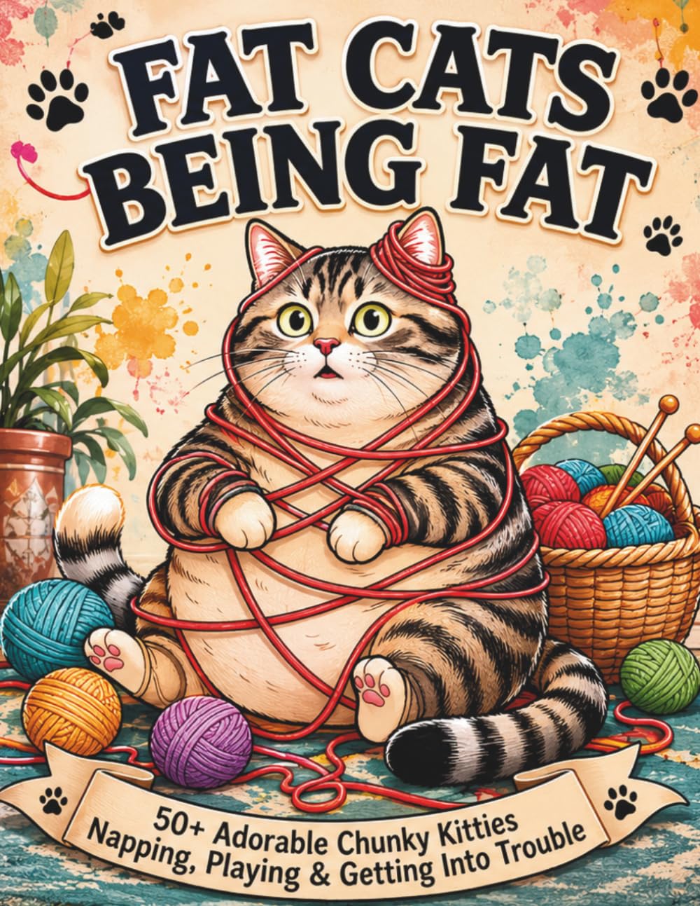 Fat Cats Being Fat Coloring Book: 50+ Adorable Chunky Kitties Napping, Playing & Getting Into Trouble