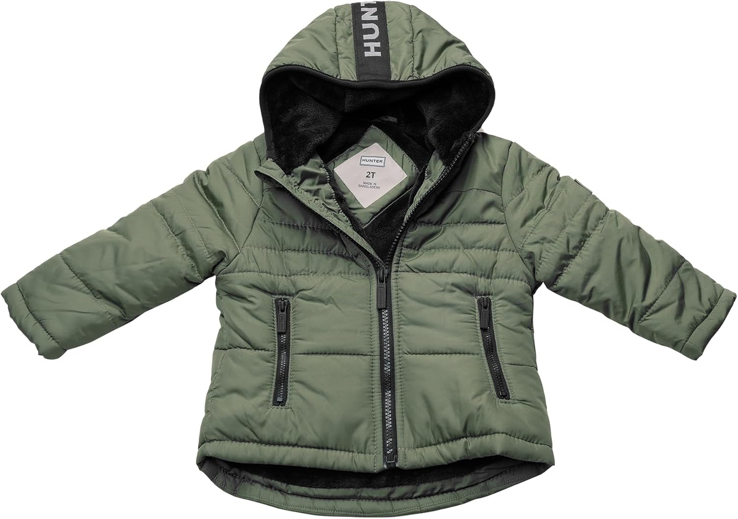 Hunter Boys Puffer Jacket – Hooded Winter Coat, Resistant, Plush Lined Zip Front Outerwear for Toddlers to Big Boys (12M–12Y)