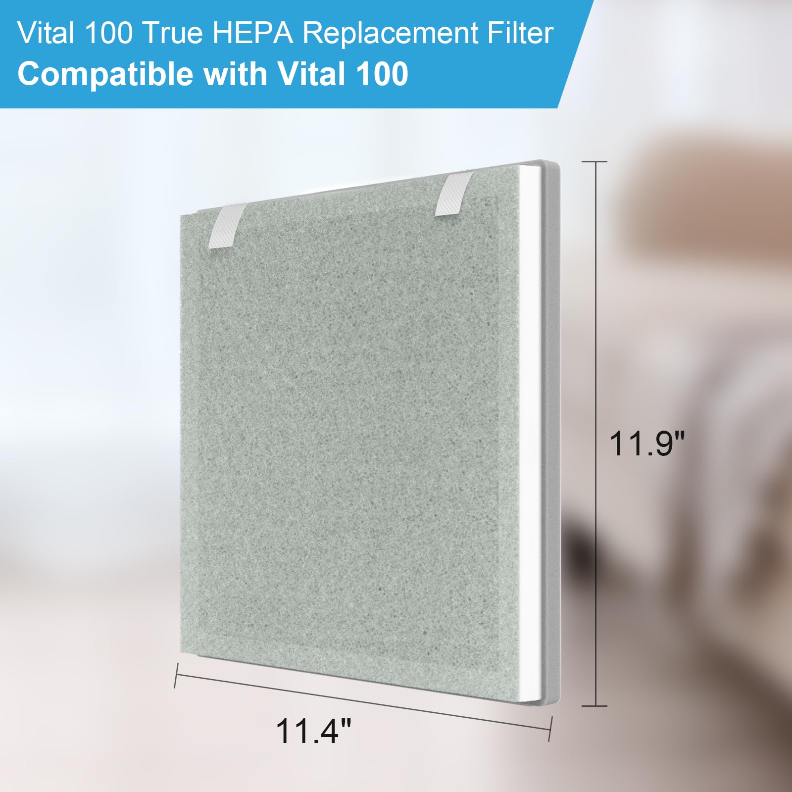 GoKBNY Vital 100 True HEPA Replacement Filter Compatible with Vital 100, Part Number Vital 100-RF, Six(6) 3-In-1 HEPA Filters + Six(6) Extra Pre-Filters