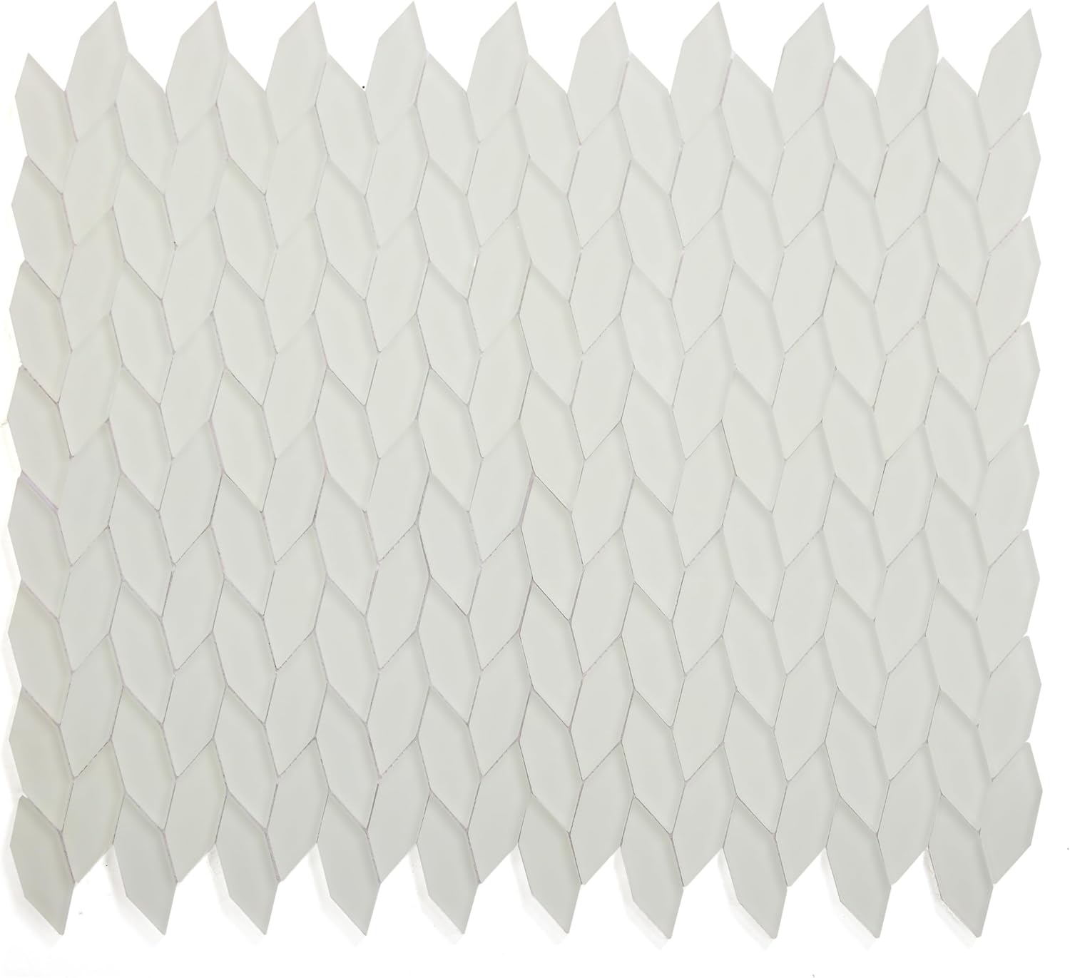 Art Deco White 12.60 in. x 12 in. Hexagon Leaves Glass Mosaic Wall Tile（8.32 sq.ft/8pcs