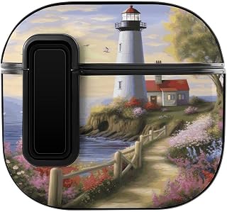 for Airpods 4 Case,Lighthouse Diamond Paintingprinted PC Hard Shell Snap Switch Shockproof Protective Case Cove for Apple AirPods 4 with Hanging Rope Hole