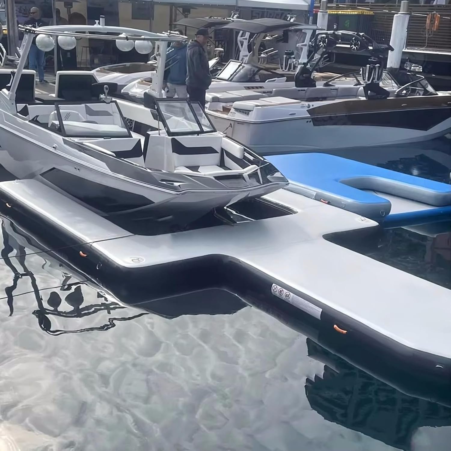 Portable Floating Inflatable Y Pontoons Dock Platform Station for Boat/Yacht/Jet Ski Park, 13ft/20ft/33ft, 1500lbs Load Rating, Fast Inflation, with Electric Air Pump Accessories, Customized