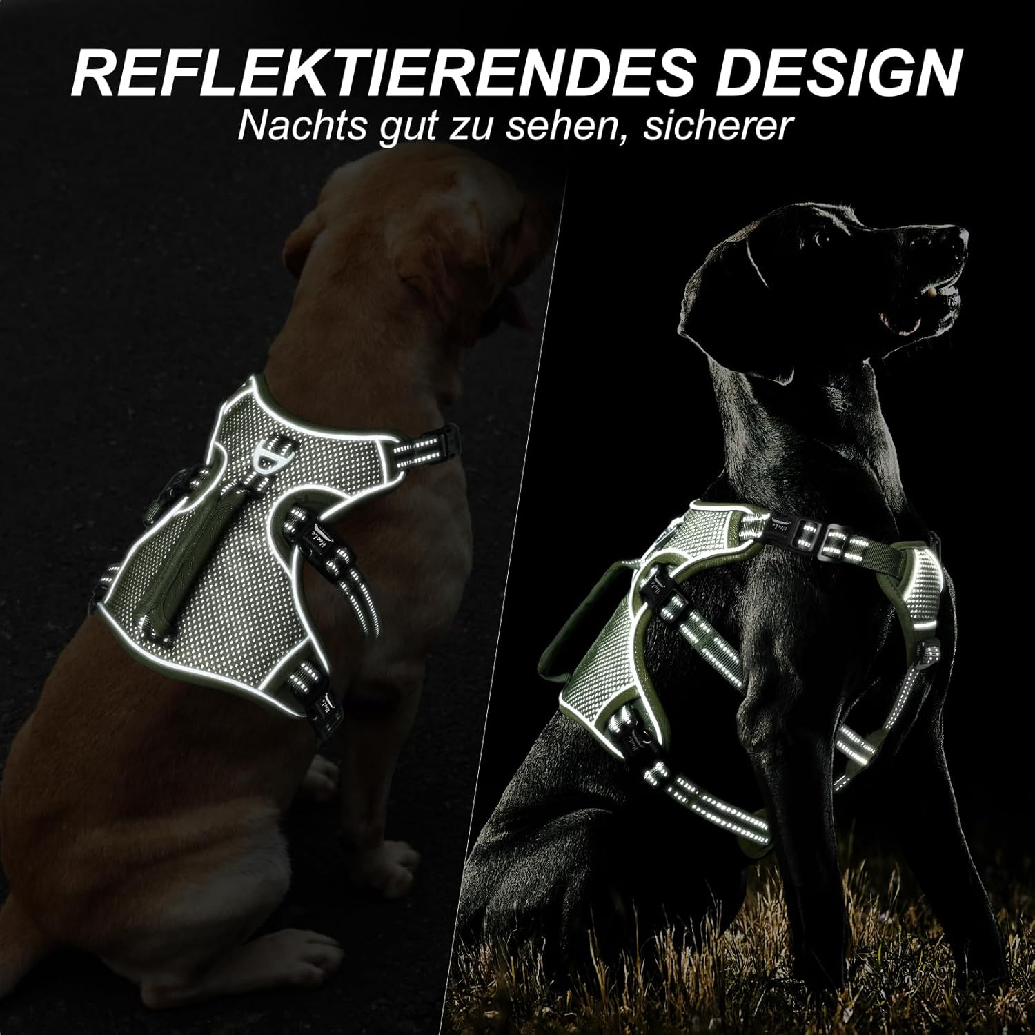 HEELE Dog Harness, Escape Proof Dog Harness, Release on Neck, No Pull Reflective Adjustable Vest with Durable Handle, Dog Harness for Outdoor Training Walking, Dog Harness for Big/Active Dogs, XL