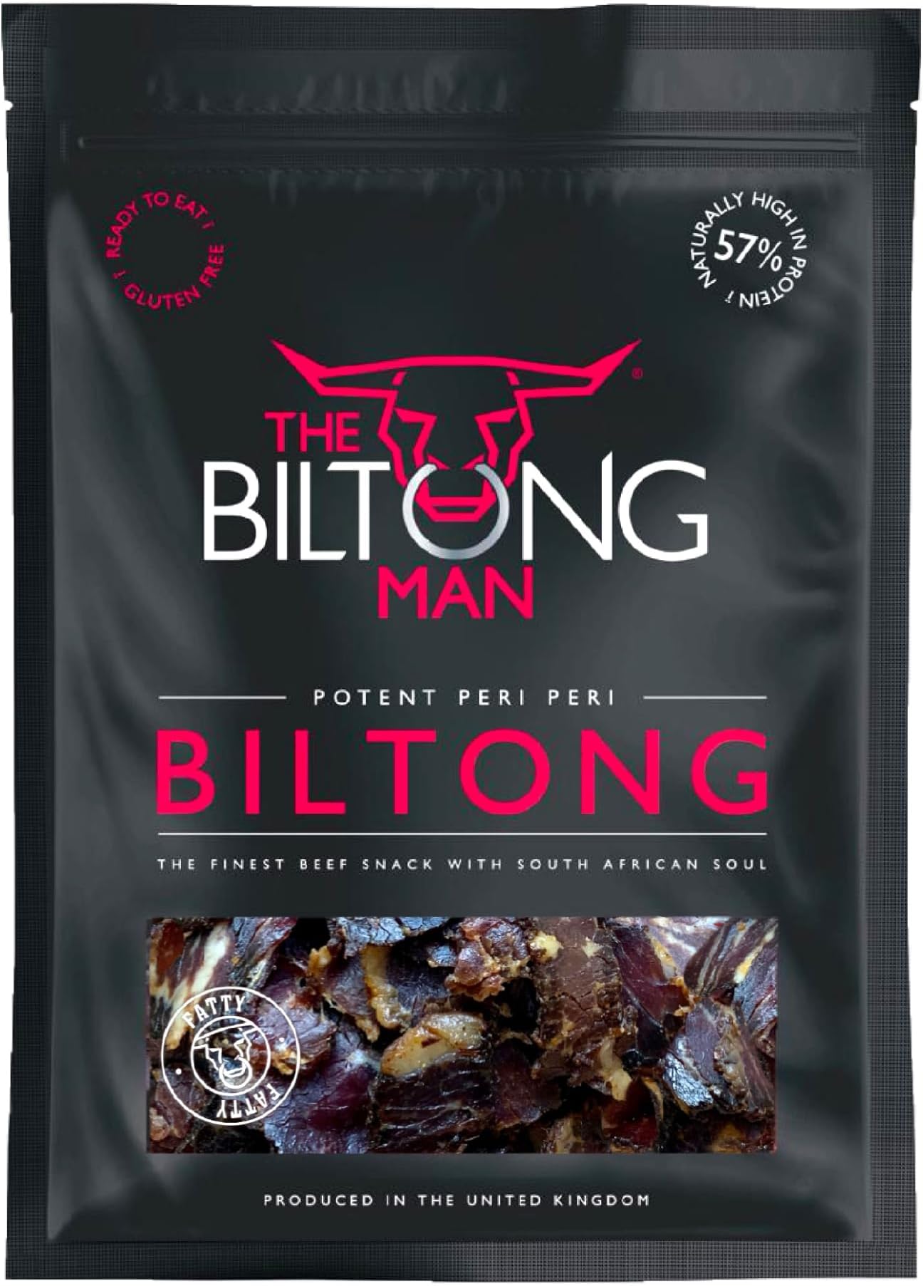 The Biltong Man - Peri-Peri Fatty Beef Biltong, 1000g (2 x 500g) - Healthy High Protein Dried Chilli Beef Snack