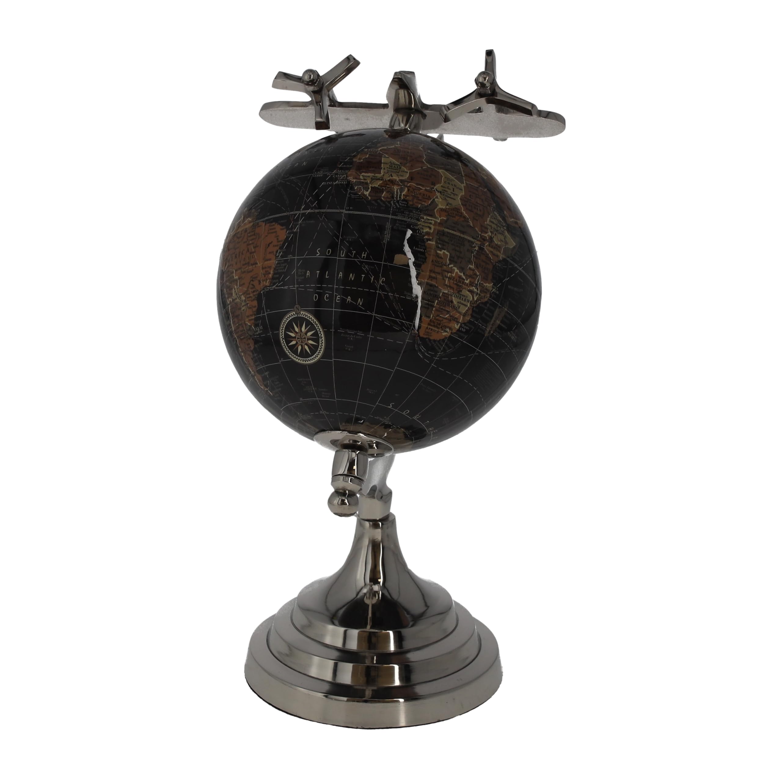 Keyhomestore | Mappamondo decorativo con aereo e base solida Ø25 cm | Design elegante per arredare interni moderni e classici