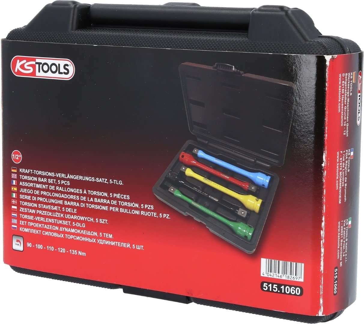 Torsion bar extension set, 5 pcs, 1/2"
