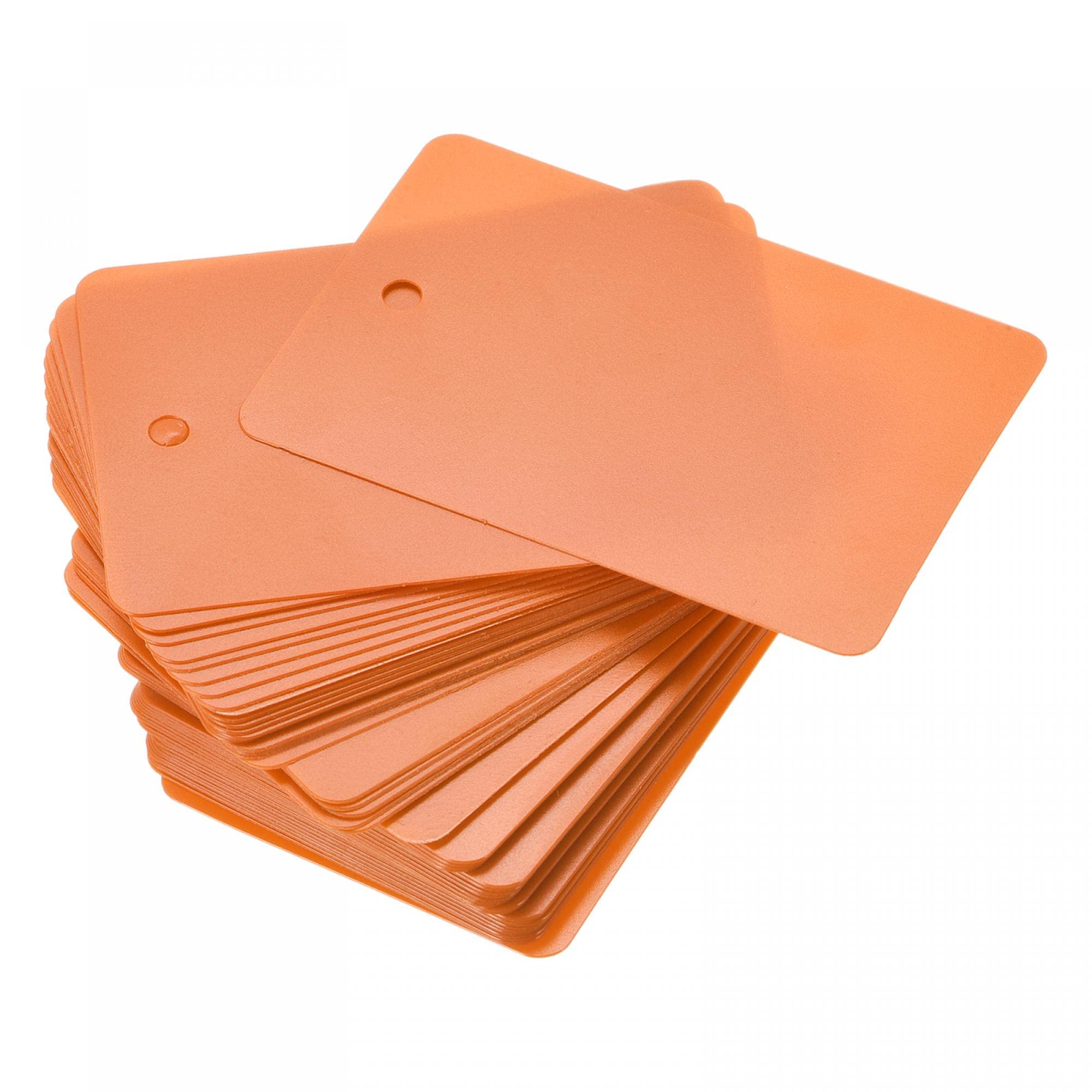 sourcing map Lot de 50 étiquettes d'expédition vierges en plastique avec trou d'œillet, pour étiquettes d'identification de produit, marquage de valve, étiquette extérieure, 40 x 60 mm, orange