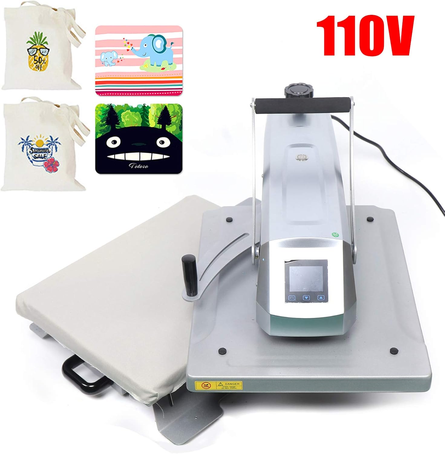 16 * 20in Clamshell Heat Press Machine, 1600w T Shirt Pressing Machine, Magnetic semi-Automatic Heat Press Machine, Clamshell Open for T Shirts Mug Hat Plate