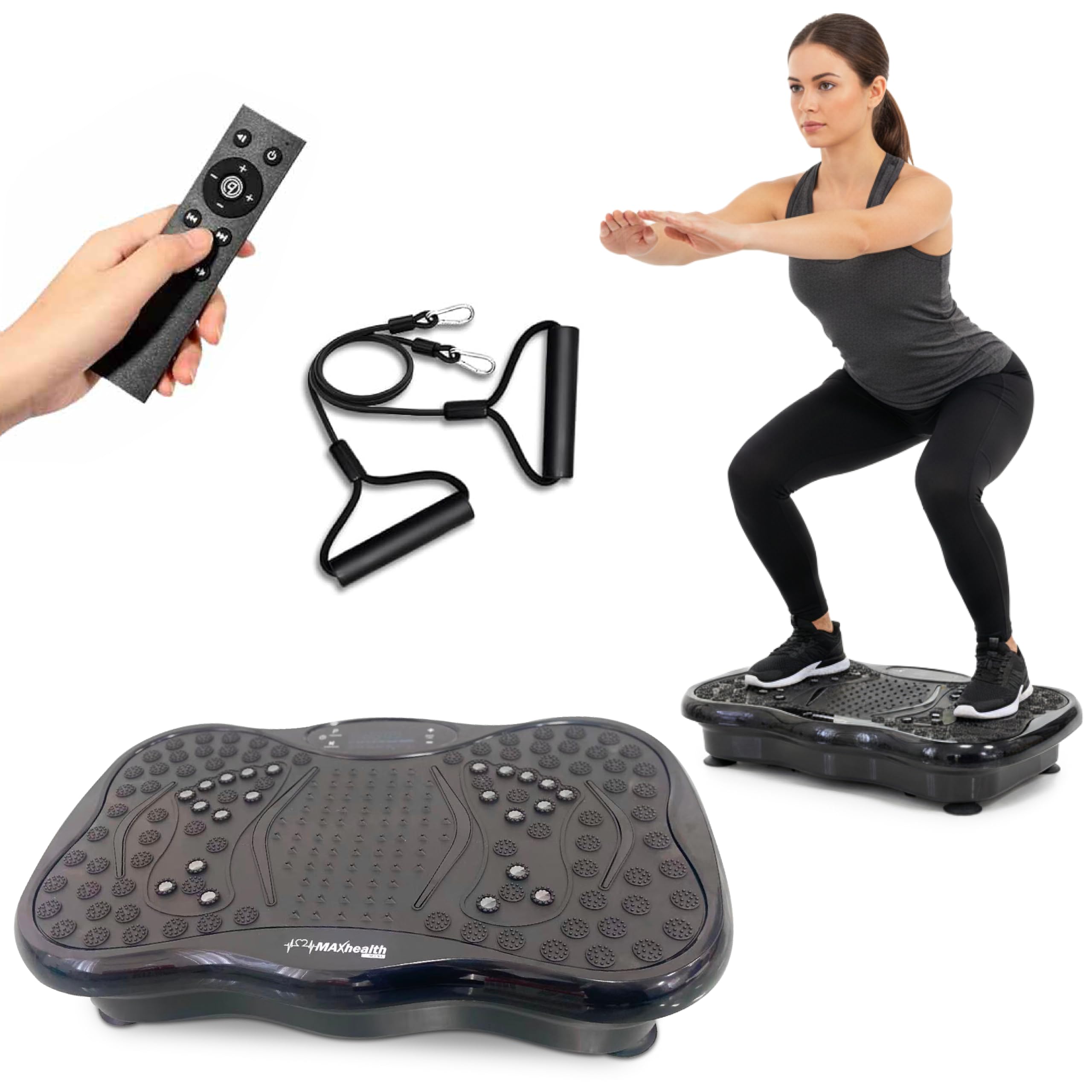 MAXhealth Mini Vibration Plate | Compact Full Body Vibration Plate Exercise Machine for Home Fitness, Muscle Toning & Weight Loss, Space-Saving Gym Equipment (Black)