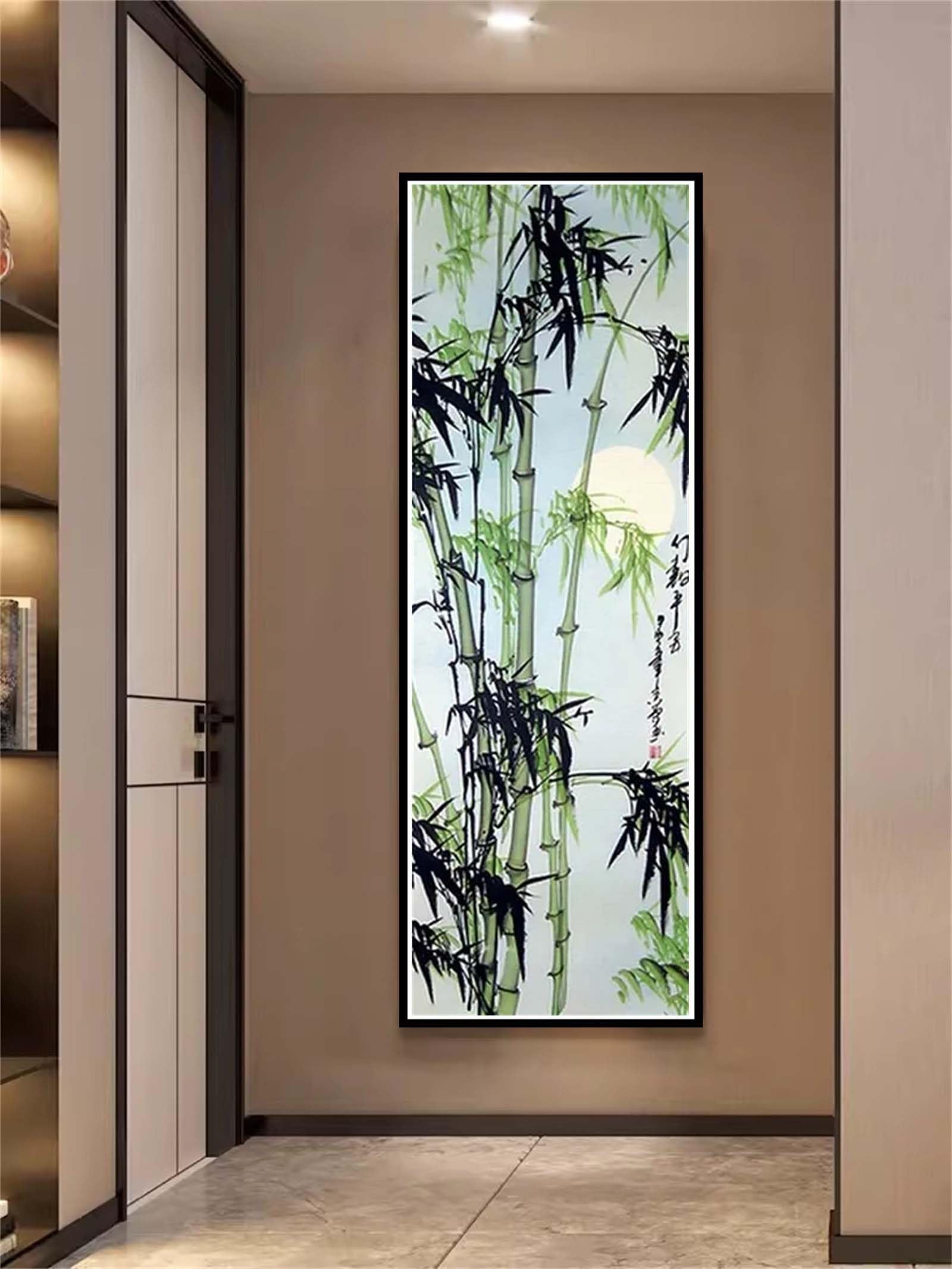 Mond Diamond Painting Erwachsene Bambus Diamond Painting Kinder, Volle Diamant Painting Bilder Set DIY Arts Craft 5D Diamant Kunst Malerei als Geschenk und Home Wand Dekor 60x180cm O-357