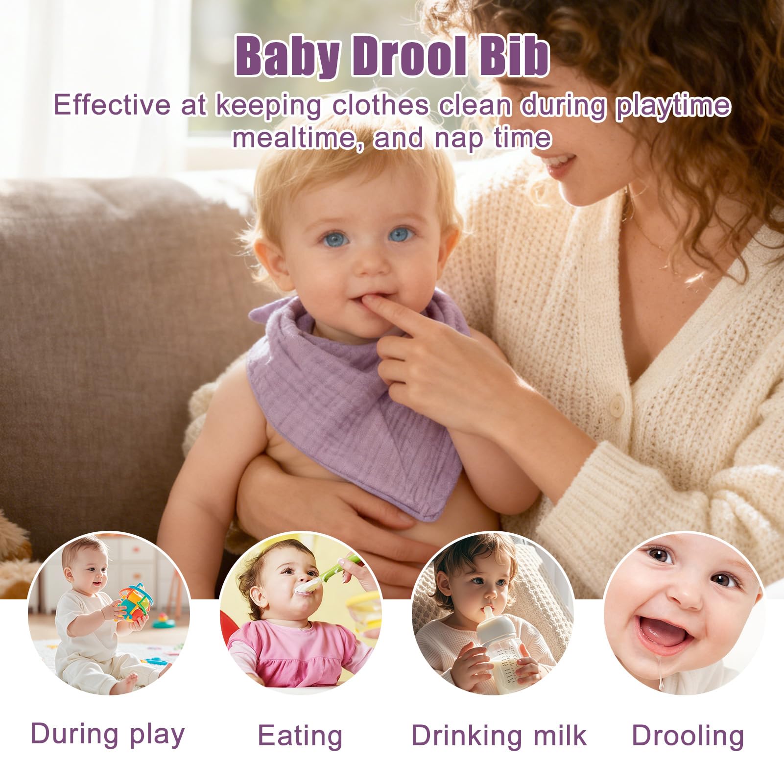 Tacitmeet 10 Pack Baby Bibs Muslin Dribble Bibs - Image 4