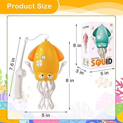 Miniatura 6 de Juguete de pulpo bailarín para bebé, pulpo eléctrico que se arrastra, con luces LED y música, juguete sensorial interactivo recargable, para niños