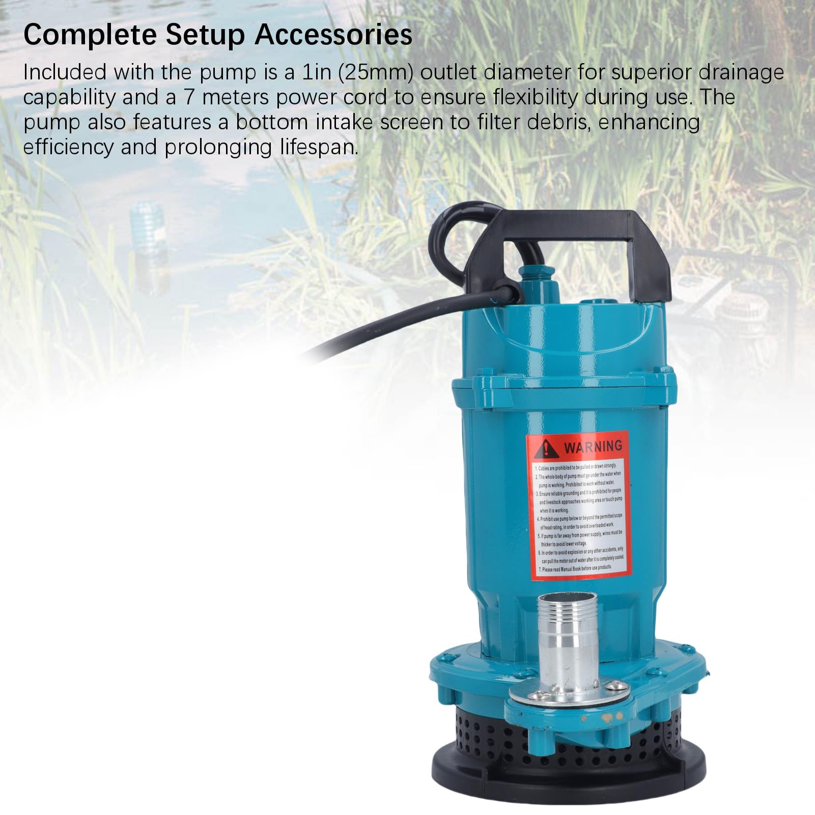 Jiawu Pompa Immersibile Portatile Resistenza della Pompa Dell'acqua Elettrica 450 W con Involucro in Alluminio a Testa 10 M Adatto per Stagni Giardino Drenante delle Inondazioni (Plug 220v)