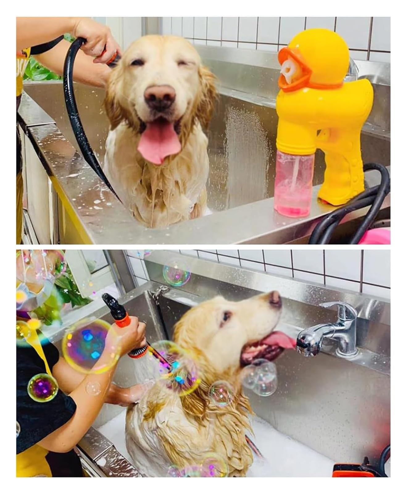 Vasca professionale in acciaio inox per toelettatura animali domestici con rubinetto per il bagno e la doccia